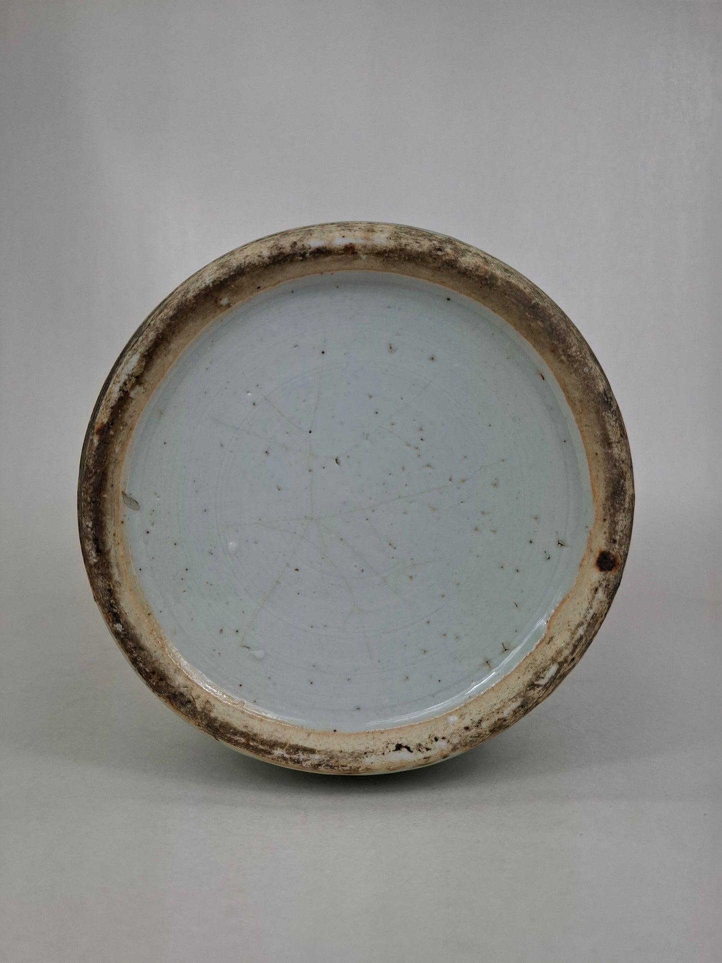 Vase chinois ancien en céladon décoré de phénix et de fleurs // Dynastie Qing - XIXe siècle