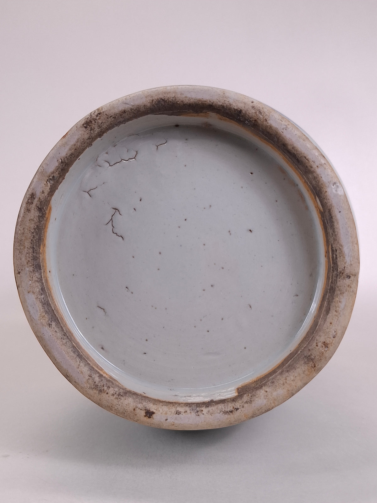 Large antique Chinese celadon vase decorated with crane and deer // Qing Dynasty - 19th century