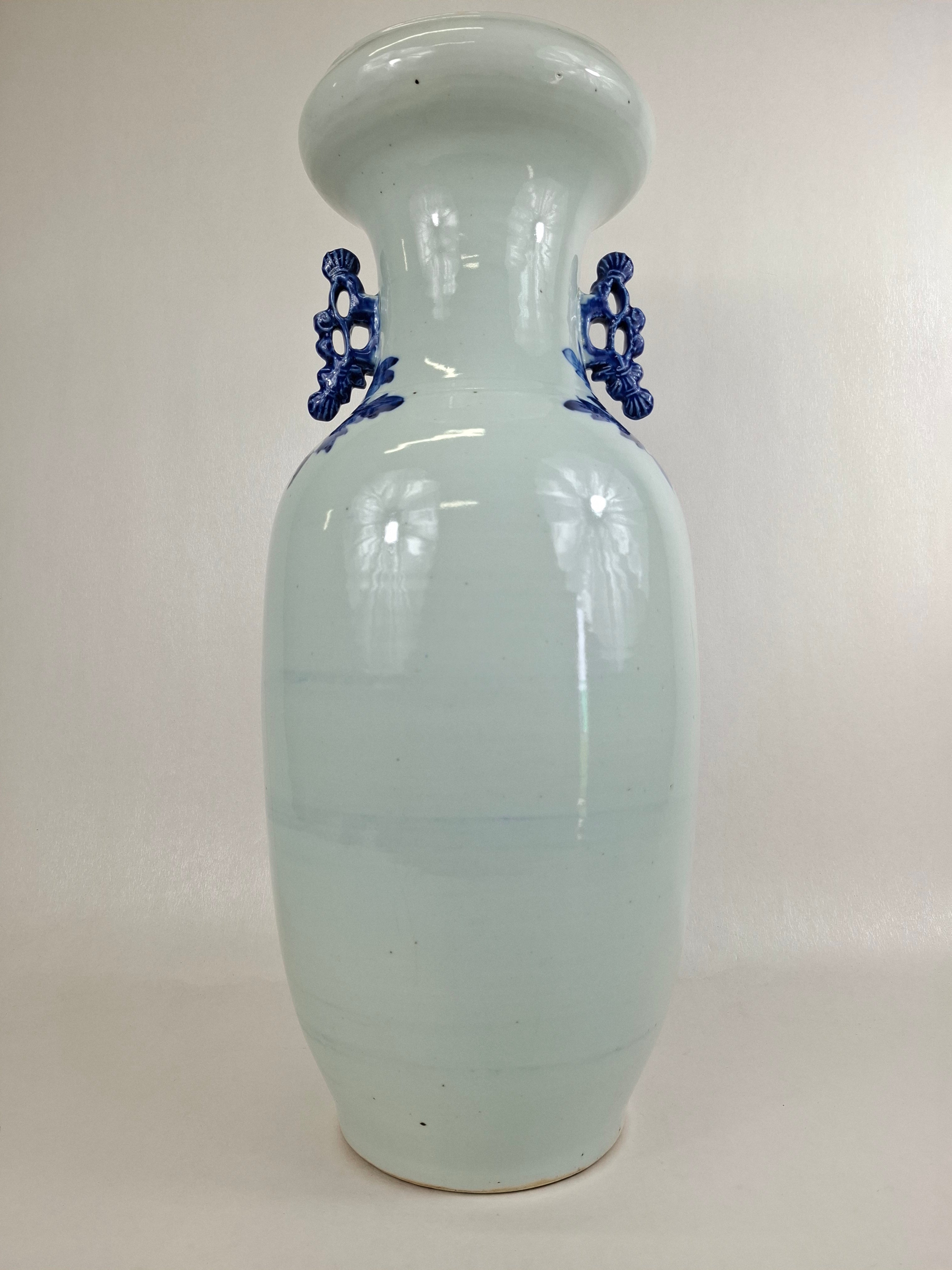 古董中国花瓶，饰有凤凰和花朵// 蓝白相间- 清朝- 19 世纪– Diddenantiques