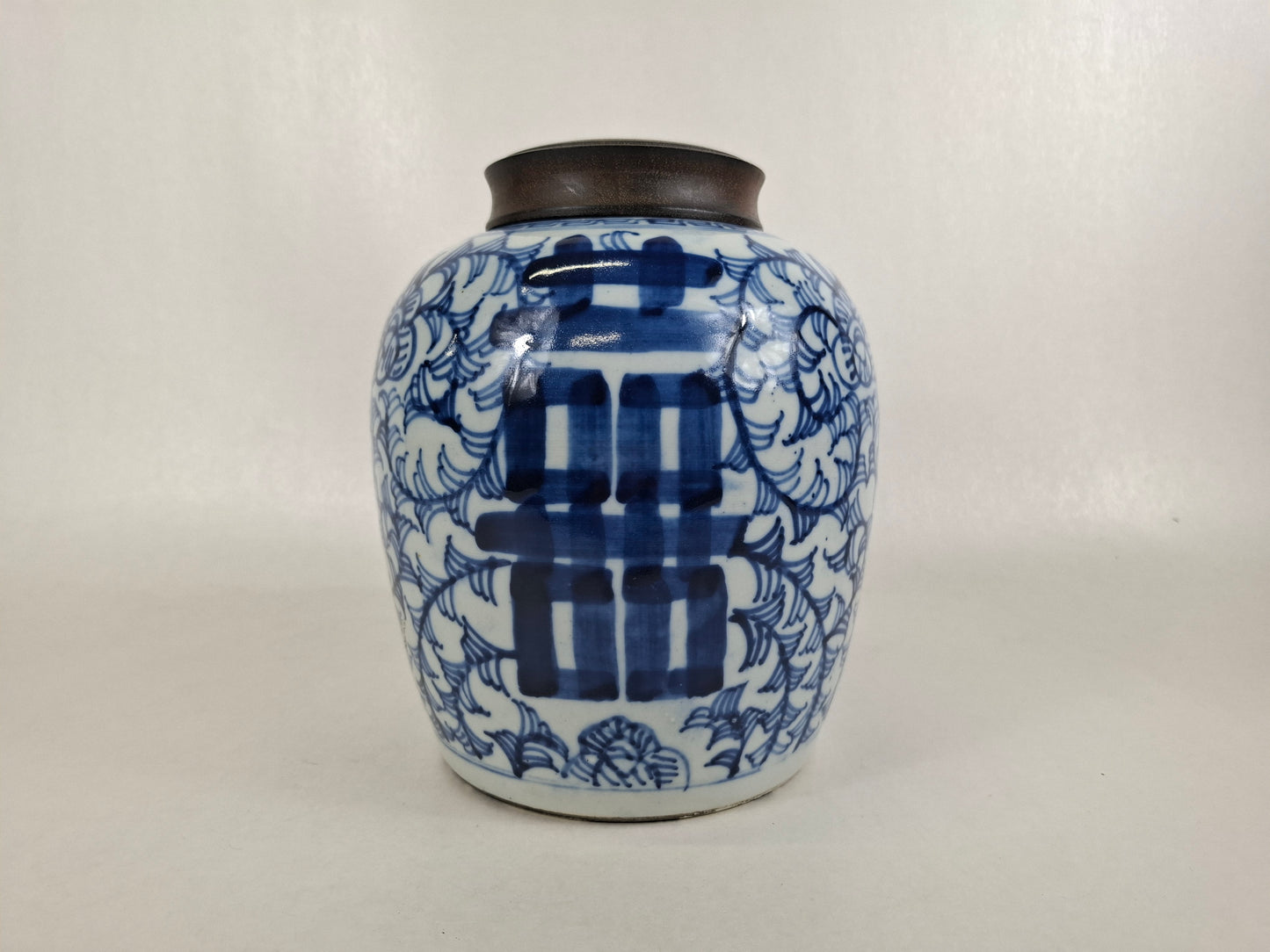 Pot à gingembre chinois ancien à double symbole de bonheur // XXe siècle