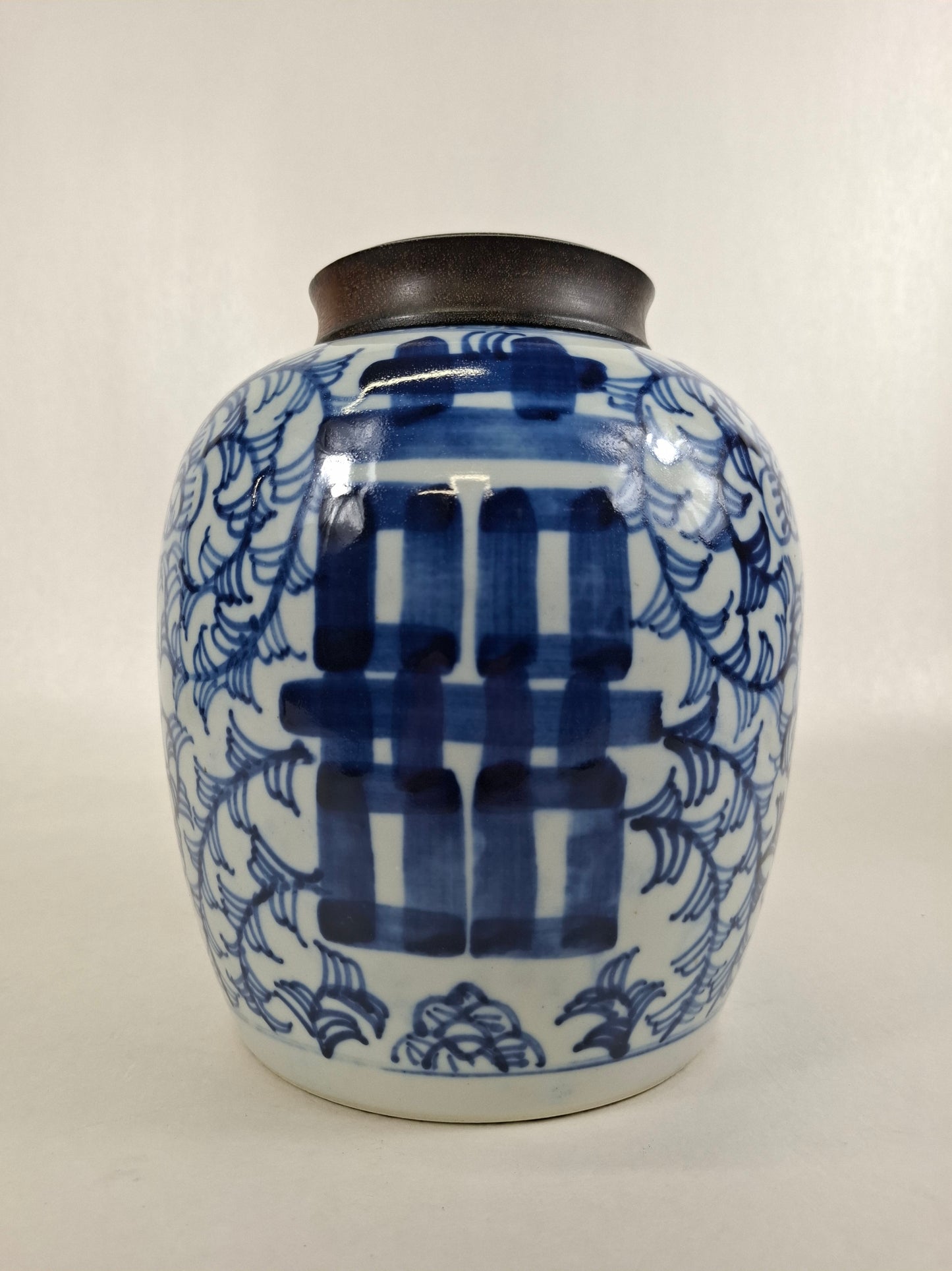 Pot à gingembre chinois ancien à double symbole de bonheur // XXe siècle