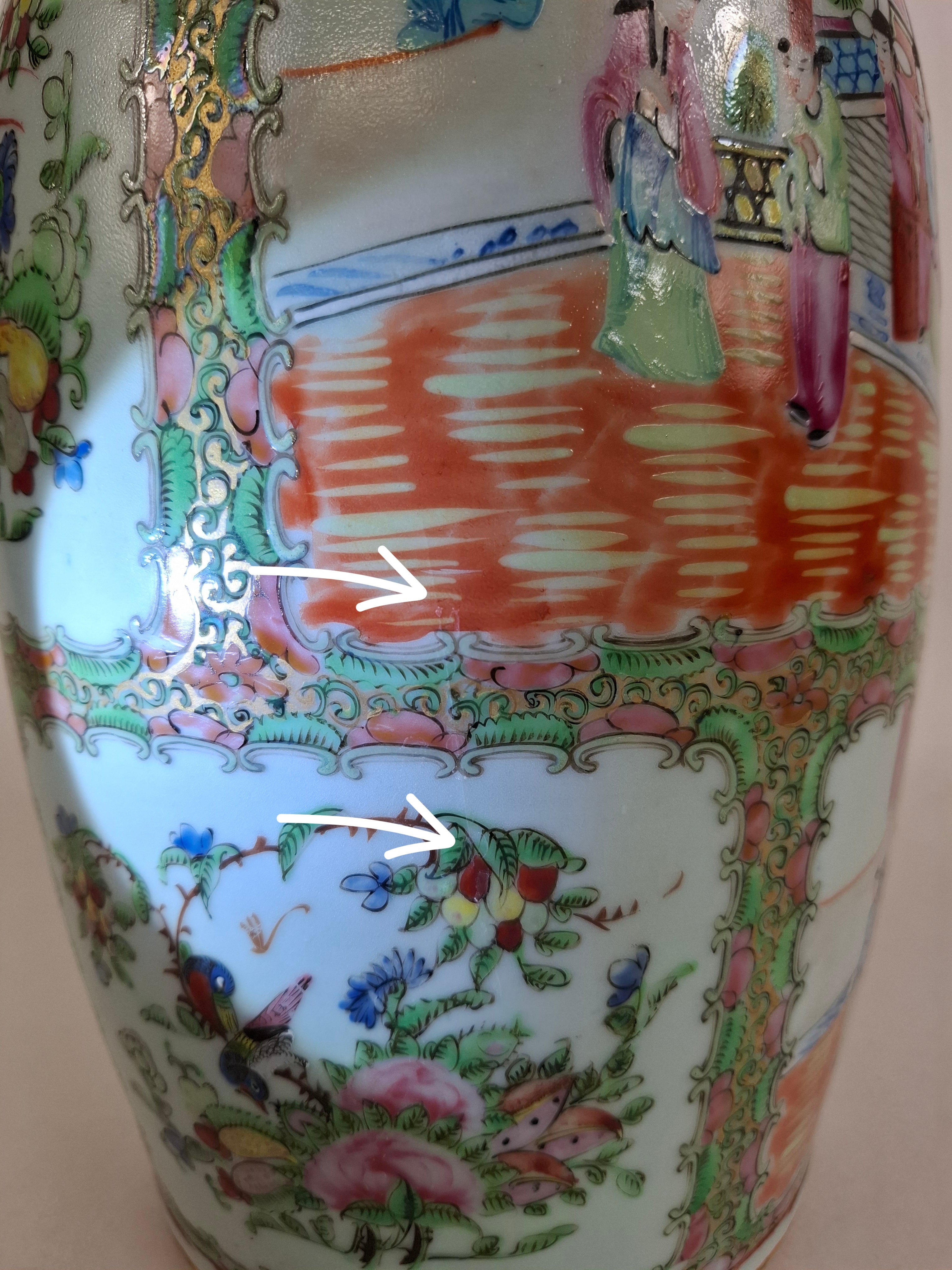 清代（约1900年）中国古代广彩玫瑰纹花瓶– Diddenantiques