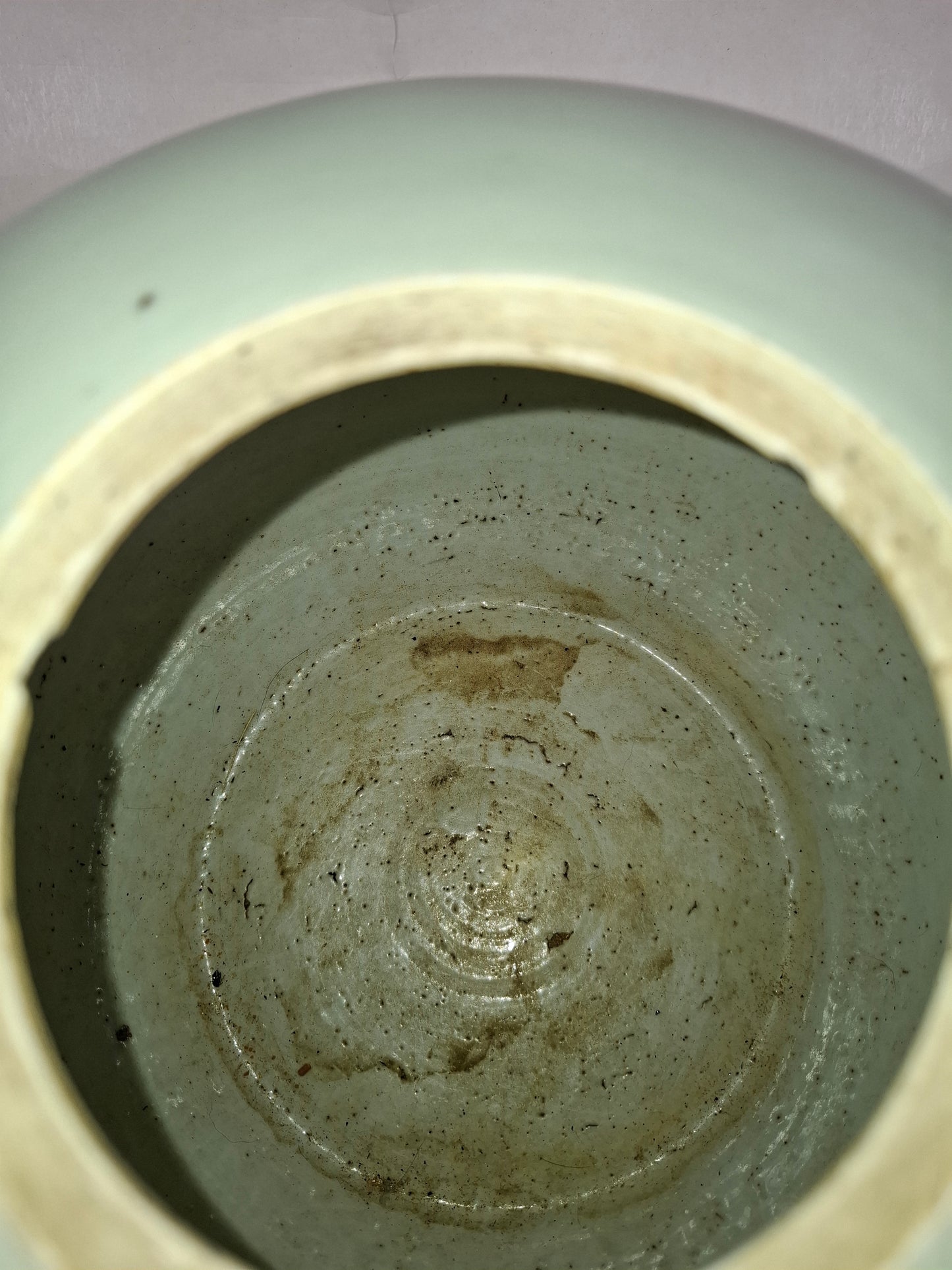 Pot à gingembre chinois ancien en céladon décoré d'antiquités // Dynastie Qing - 19e siècle