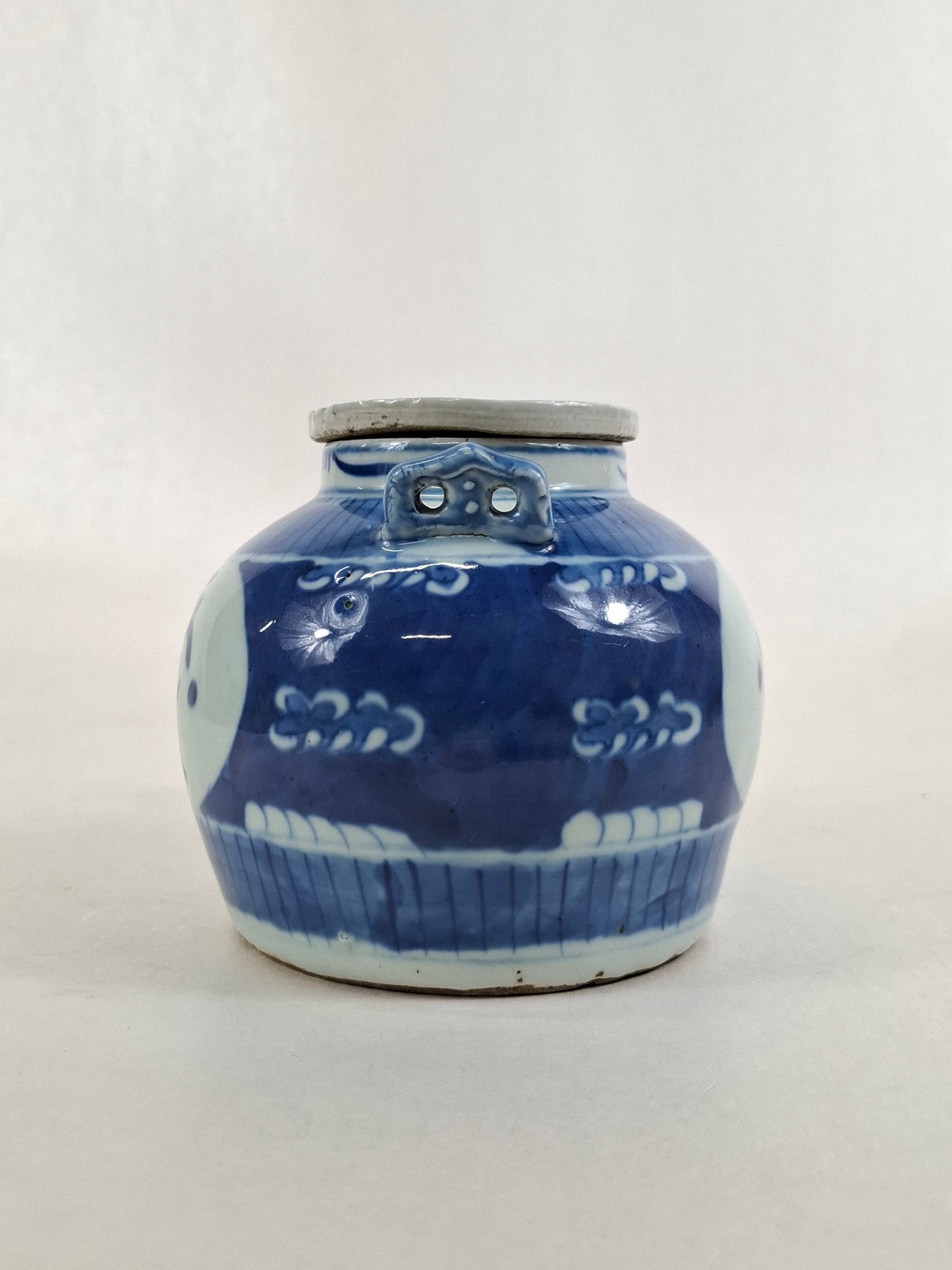 Bule chinês antigo da longevidade // Azul e branco - Dinastia Qing - século 19