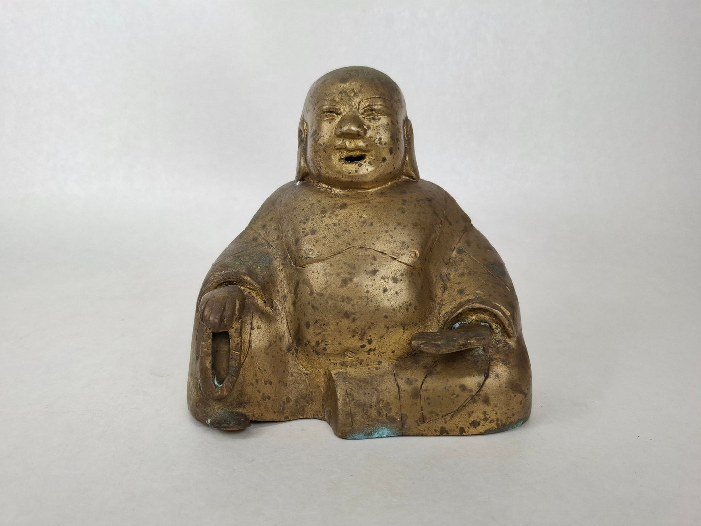 Vintage Chinese bronze gilded sitting buddha // Mid 20th century