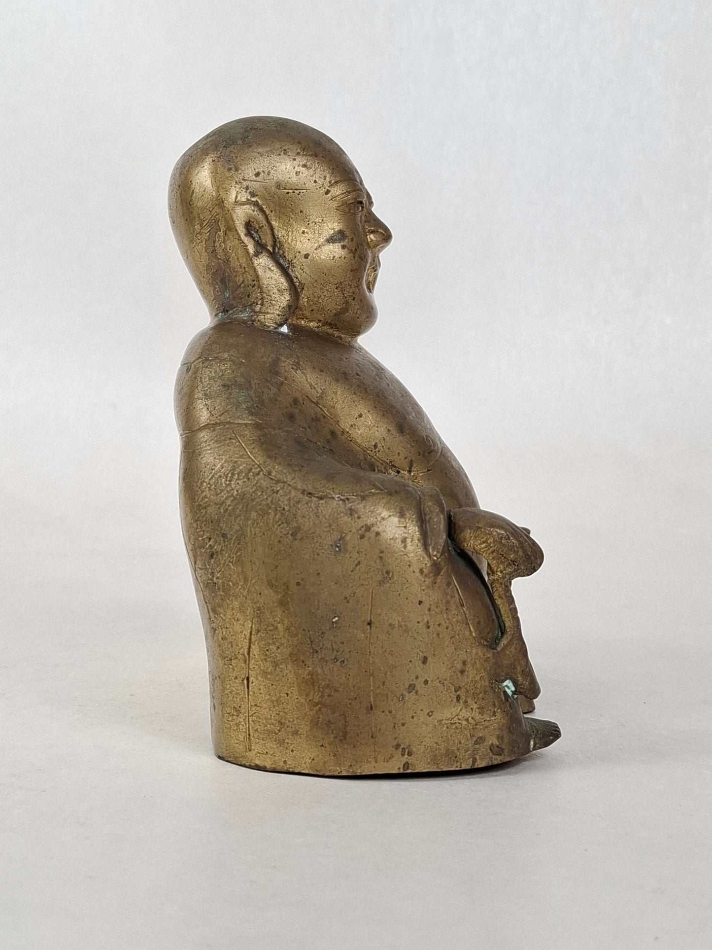 Vintage Chinese bronze gilded sitting buddha // Mid 20th century