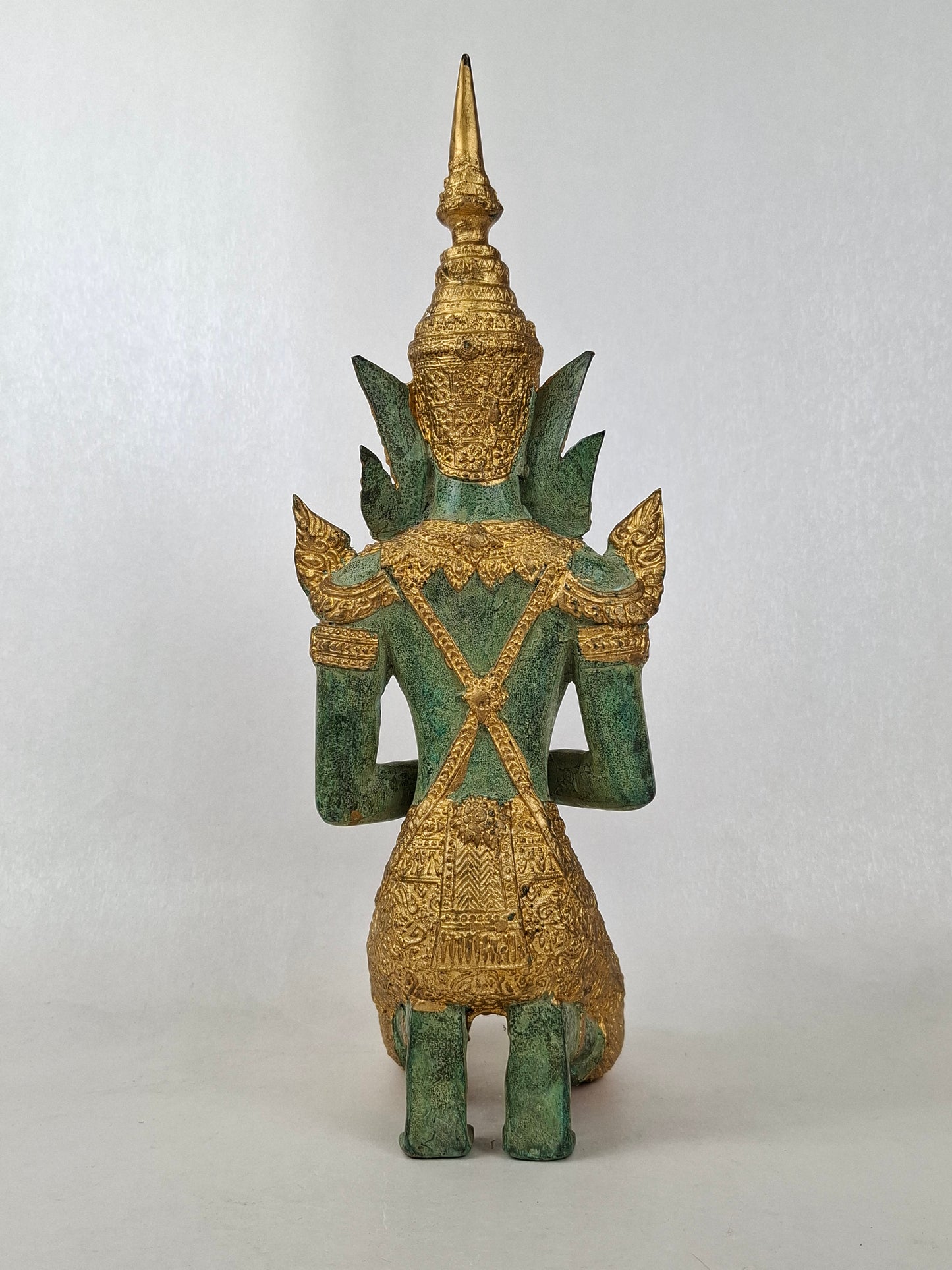 Large bronze gilded statue of a temple guardian // Thailand - 20th century