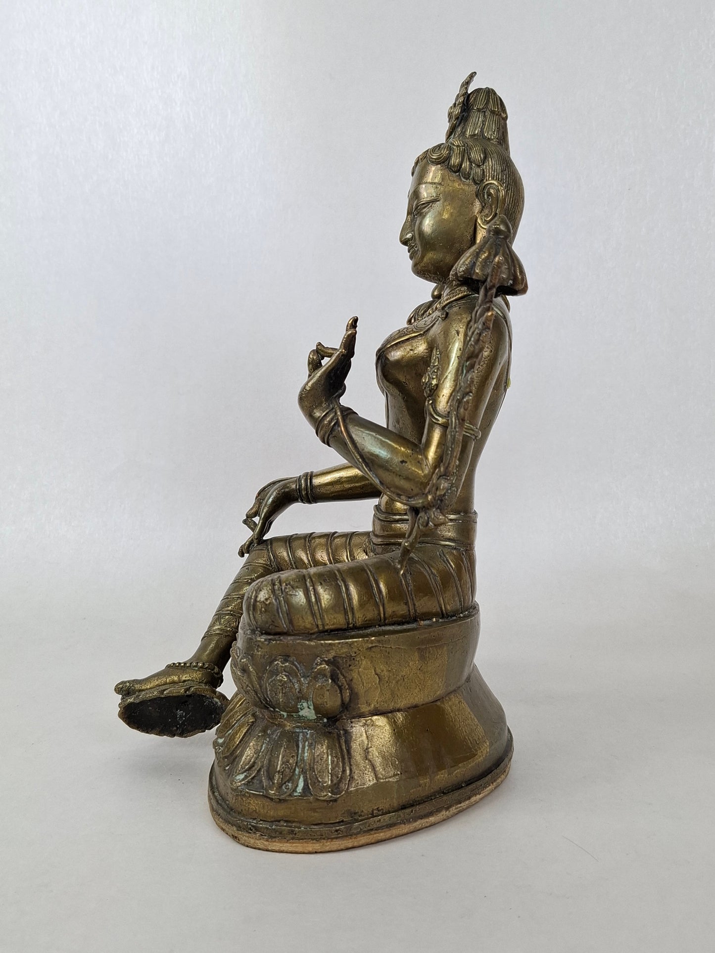 Large Chinese statue of the Tara goddess // Brass - Mid 20th century