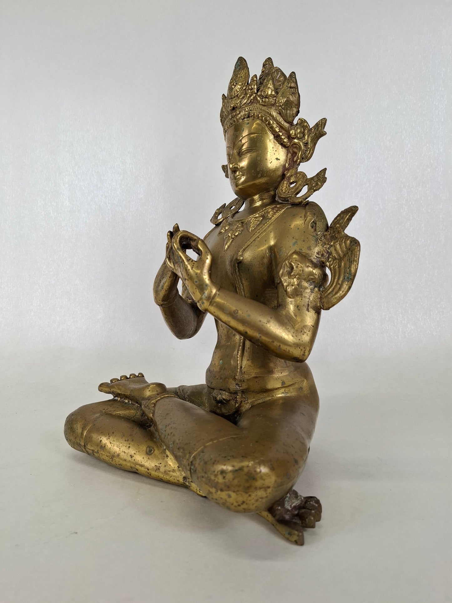 大型中世纪藏式菩萨雕塑 // 佛教 - 复古灵性艺术品 - 黄铜