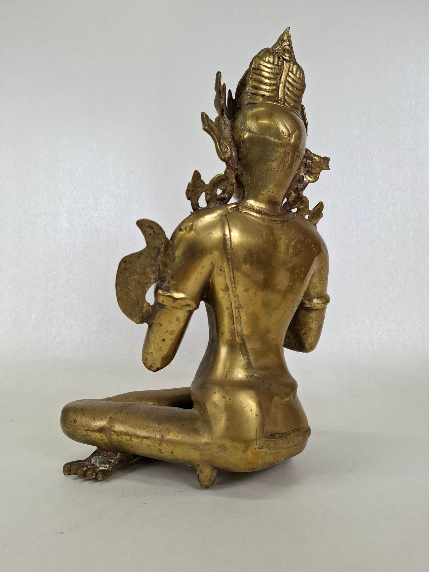 大型中世纪藏式菩萨雕塑 // 佛教 - 复古灵性艺术品 - 黄铜