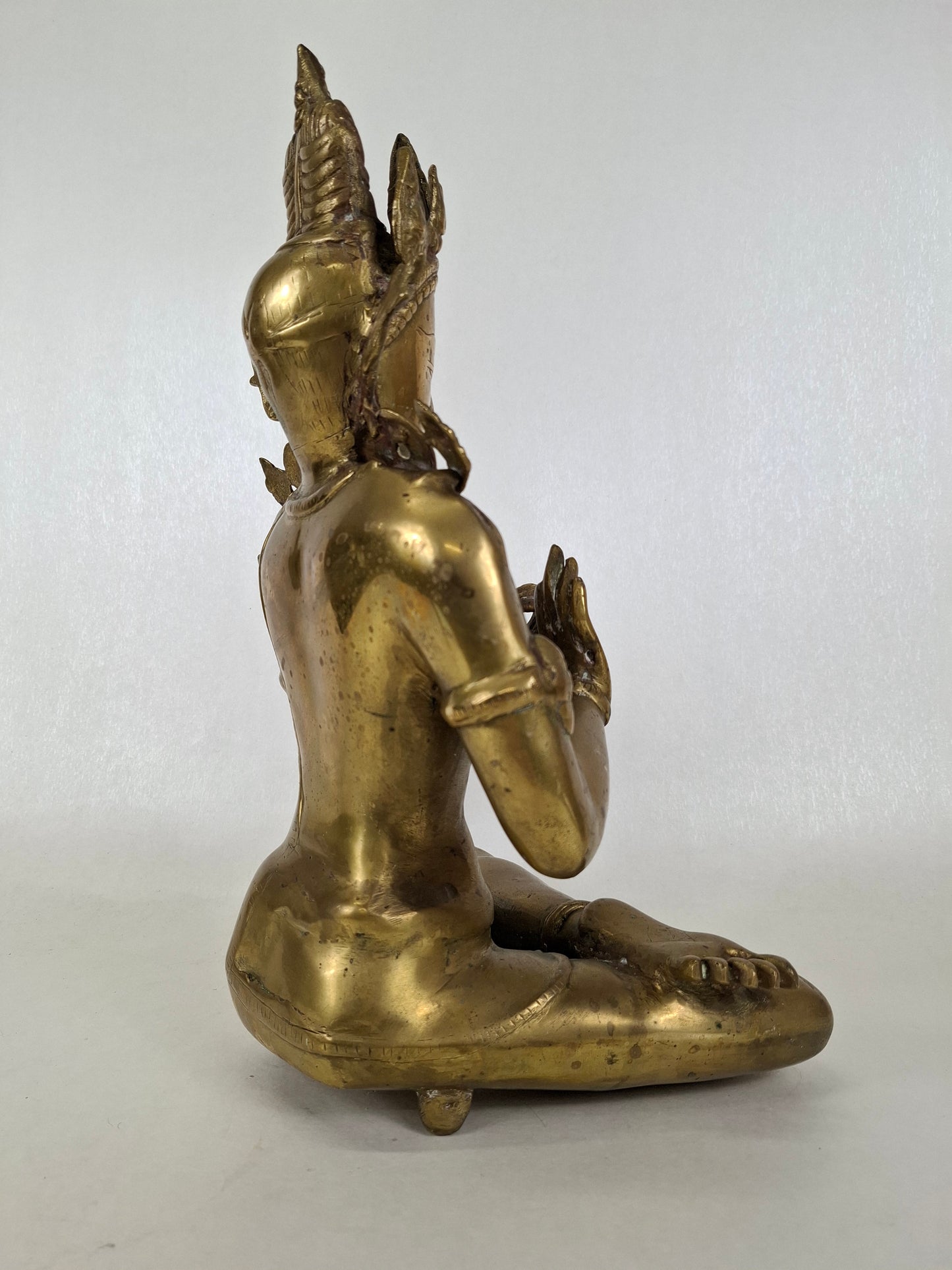 大型中世纪藏式菩萨雕塑 // 佛教 - 复古灵性艺术品 - 黄铜