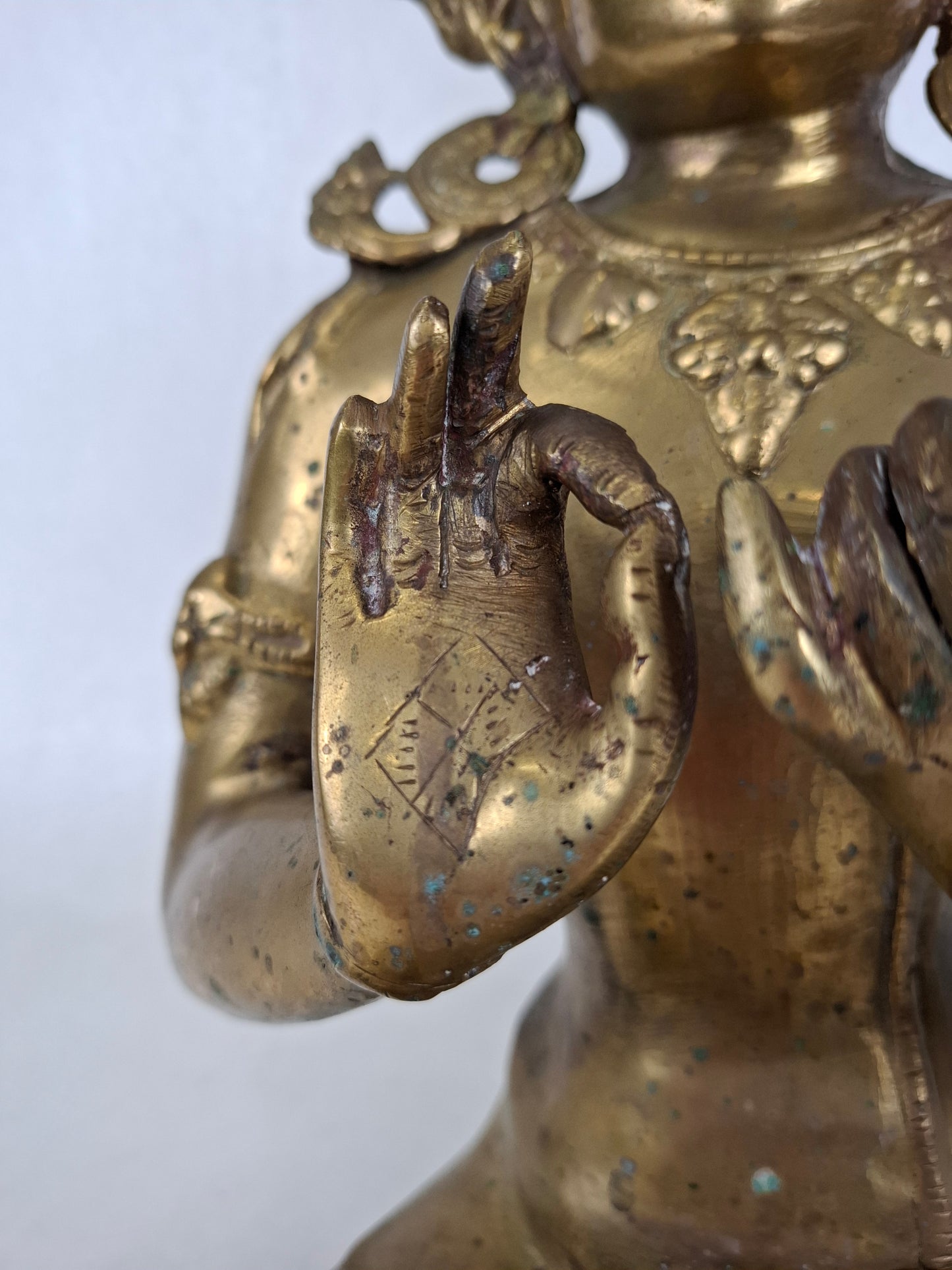 大型中世纪藏式菩萨雕塑 // 佛教 - 复古灵性艺术品 - 黄铜