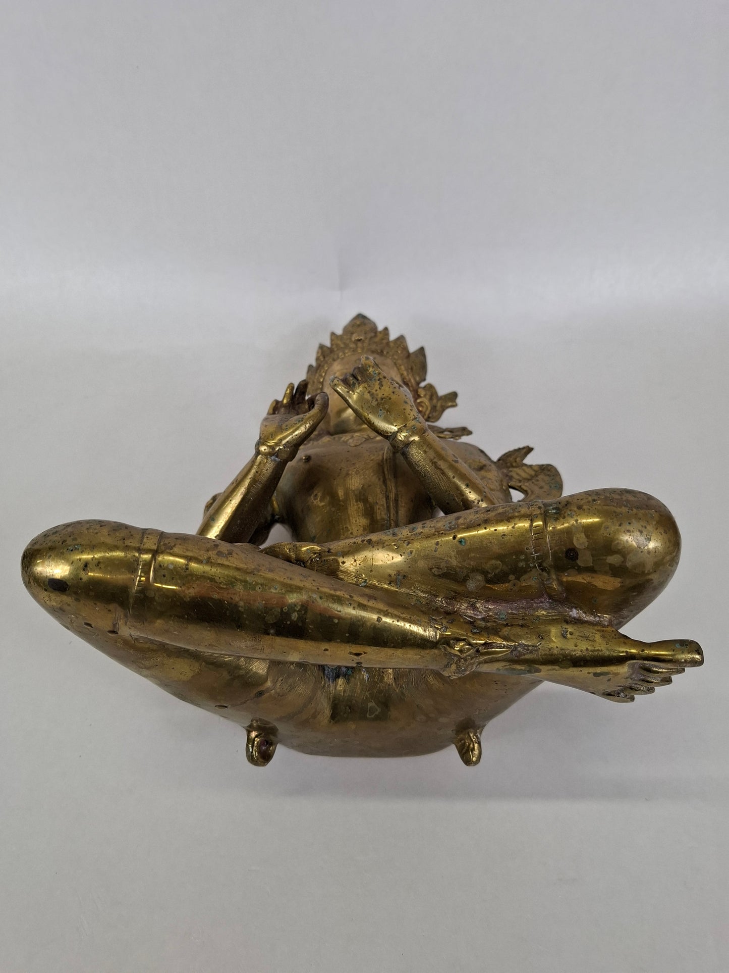 大型中世纪藏式菩萨雕塑 // 佛教 - 复古灵性艺术品 - 黄铜