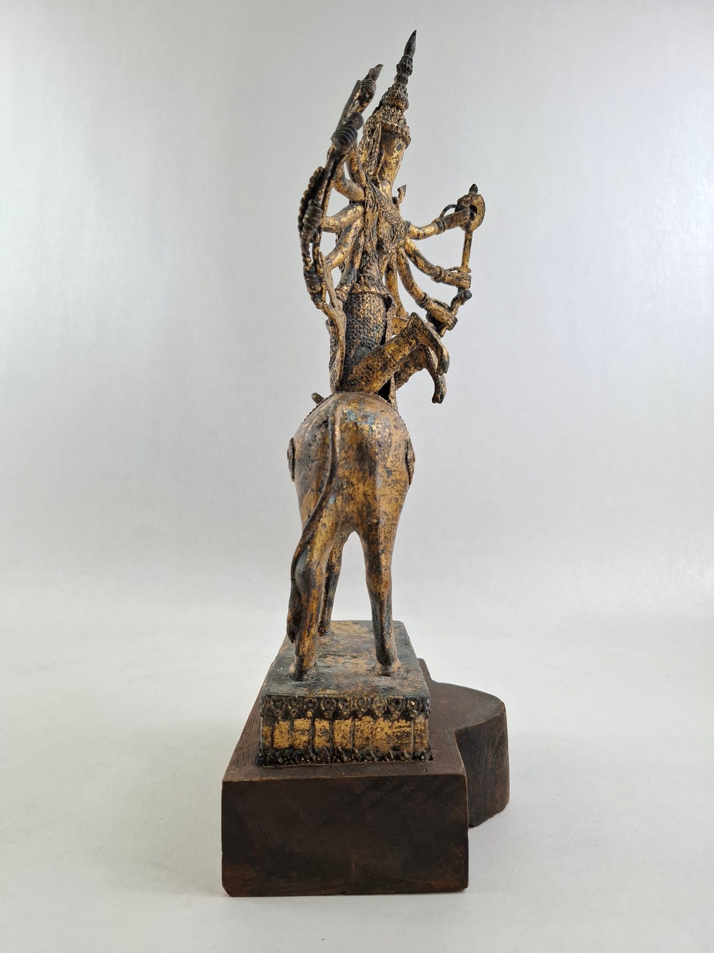 Vintage Thai statue of Shiva riding Nandi // Thailand - Hindu - Mid 20th century