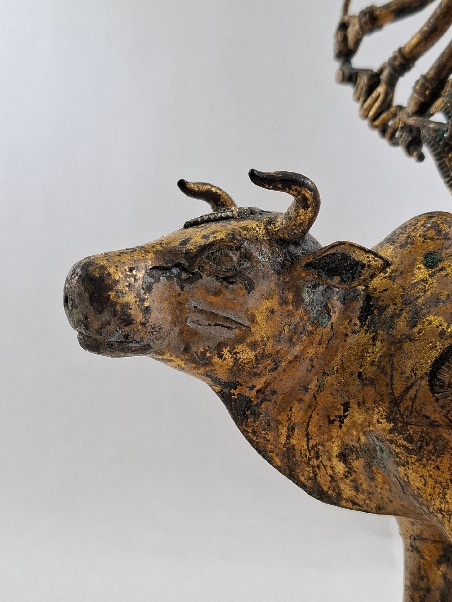 Vintage Thai statue of Shiva riding Nandi // Thailand - Hindu - Mid 20th century