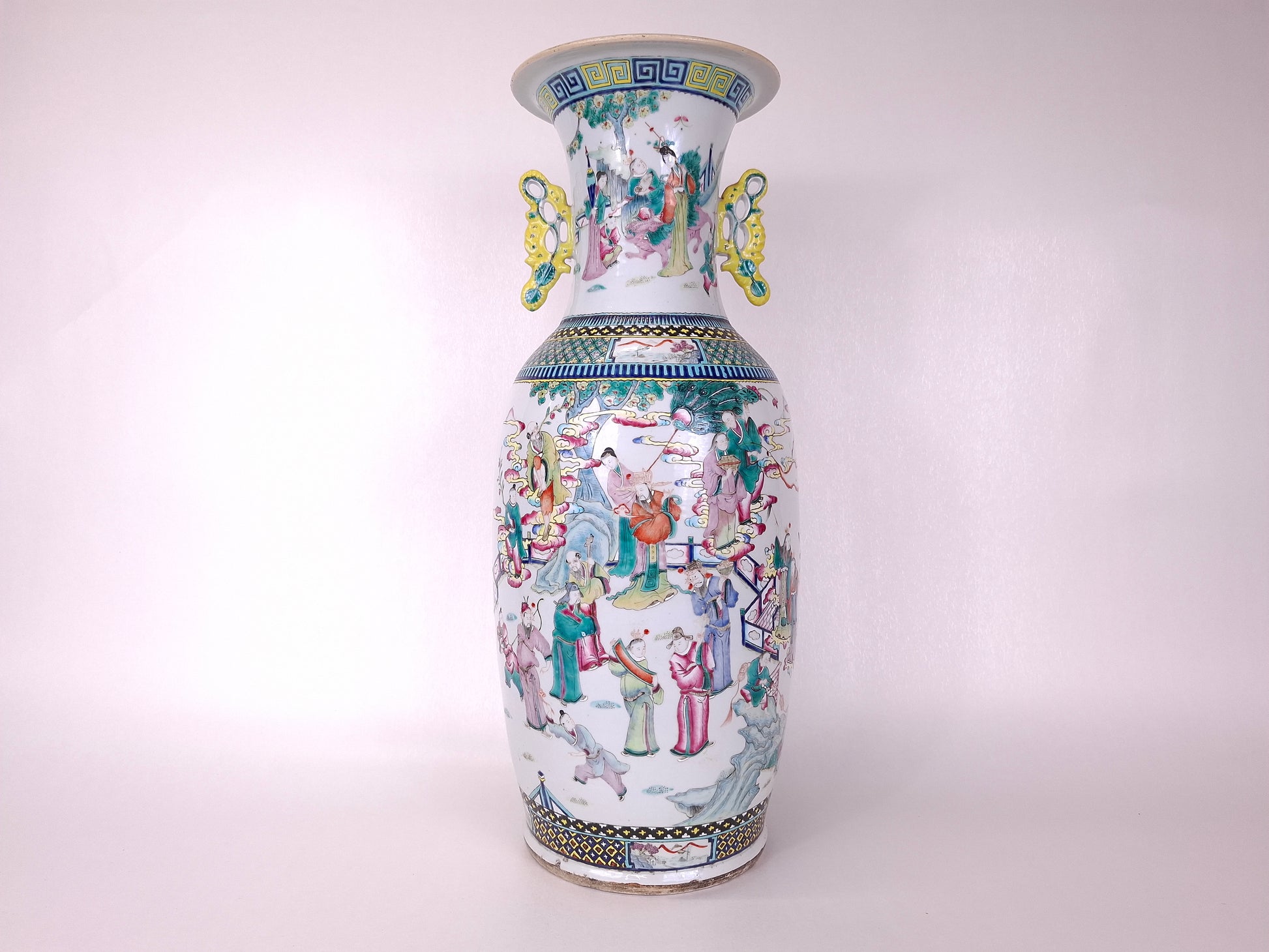 Large antique 19th century Chinese famille verte vase decorated with an Imperial festive scene 