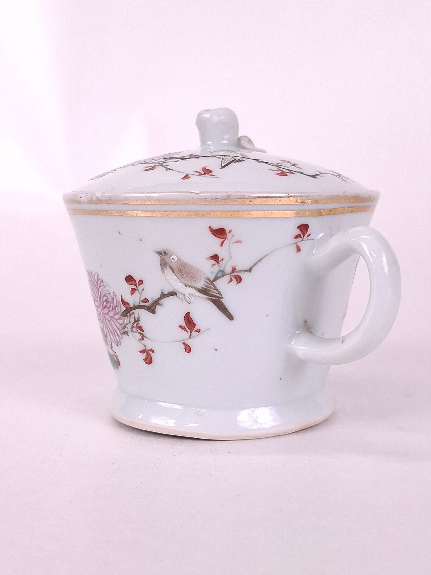 民国时期（1912-1949）中国古董浅绛彩花鸟纹奶壶