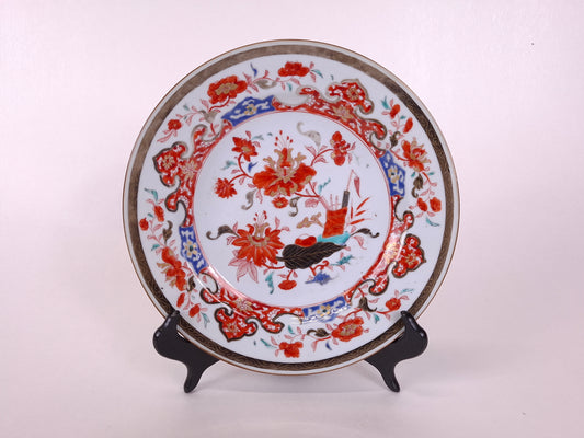 Antique handpainted 18th century high quality Kangxi imari plate with flowers