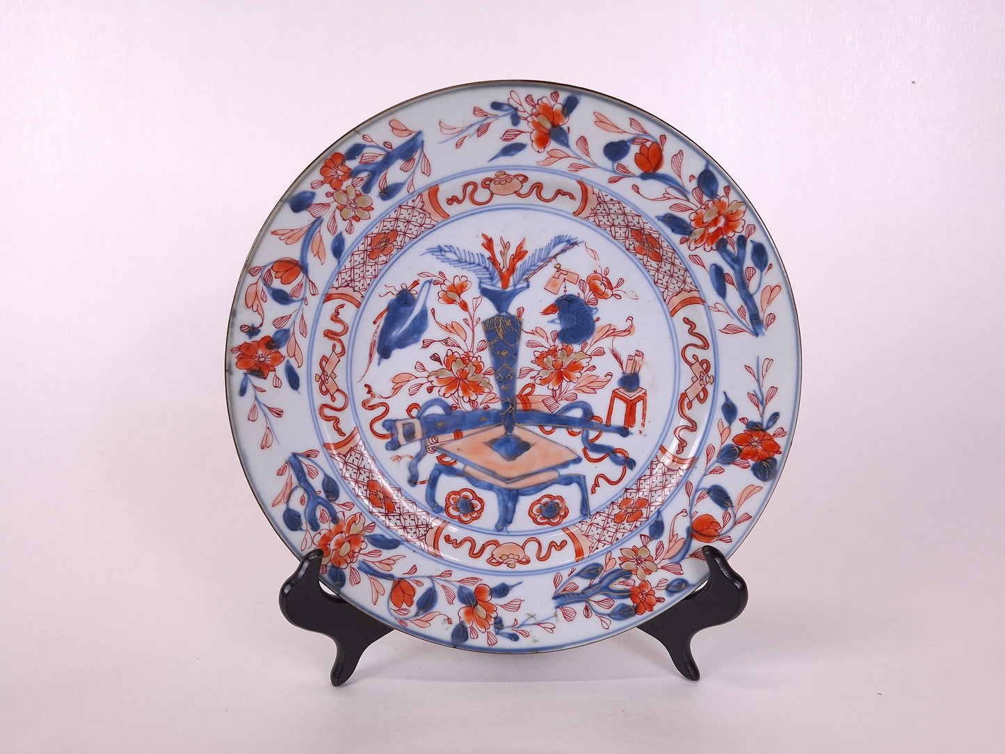 Prato antigo chinês imari decorado com motivos florais // Dinastia Qing - período Kangxi - século XVIII (Cópia) (Cópia)