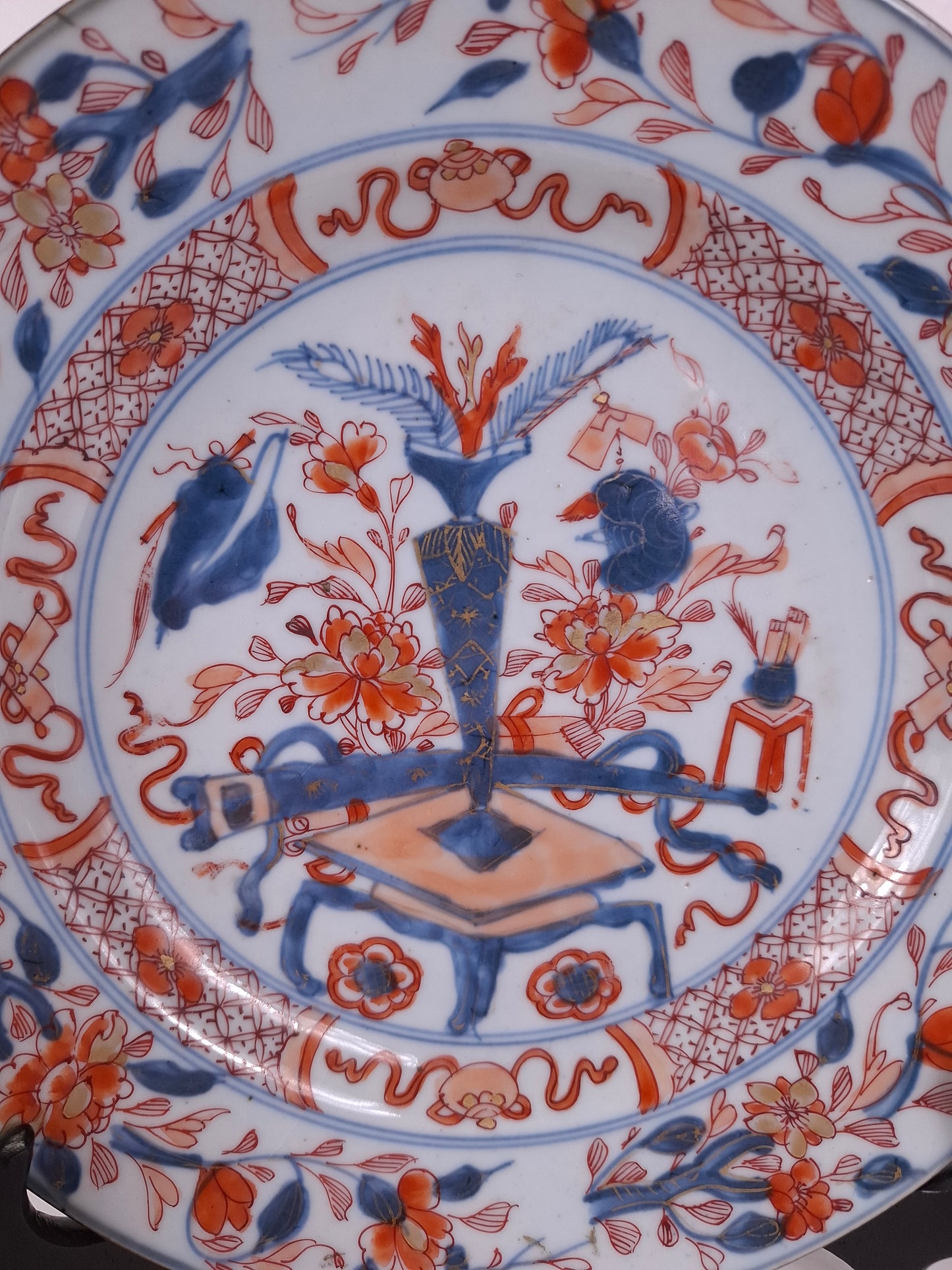 Prato antigo chinês imari decorado com motivos florais // Dinastia Qing - período Kangxi - século XVIII (Cópia) (Cópia)