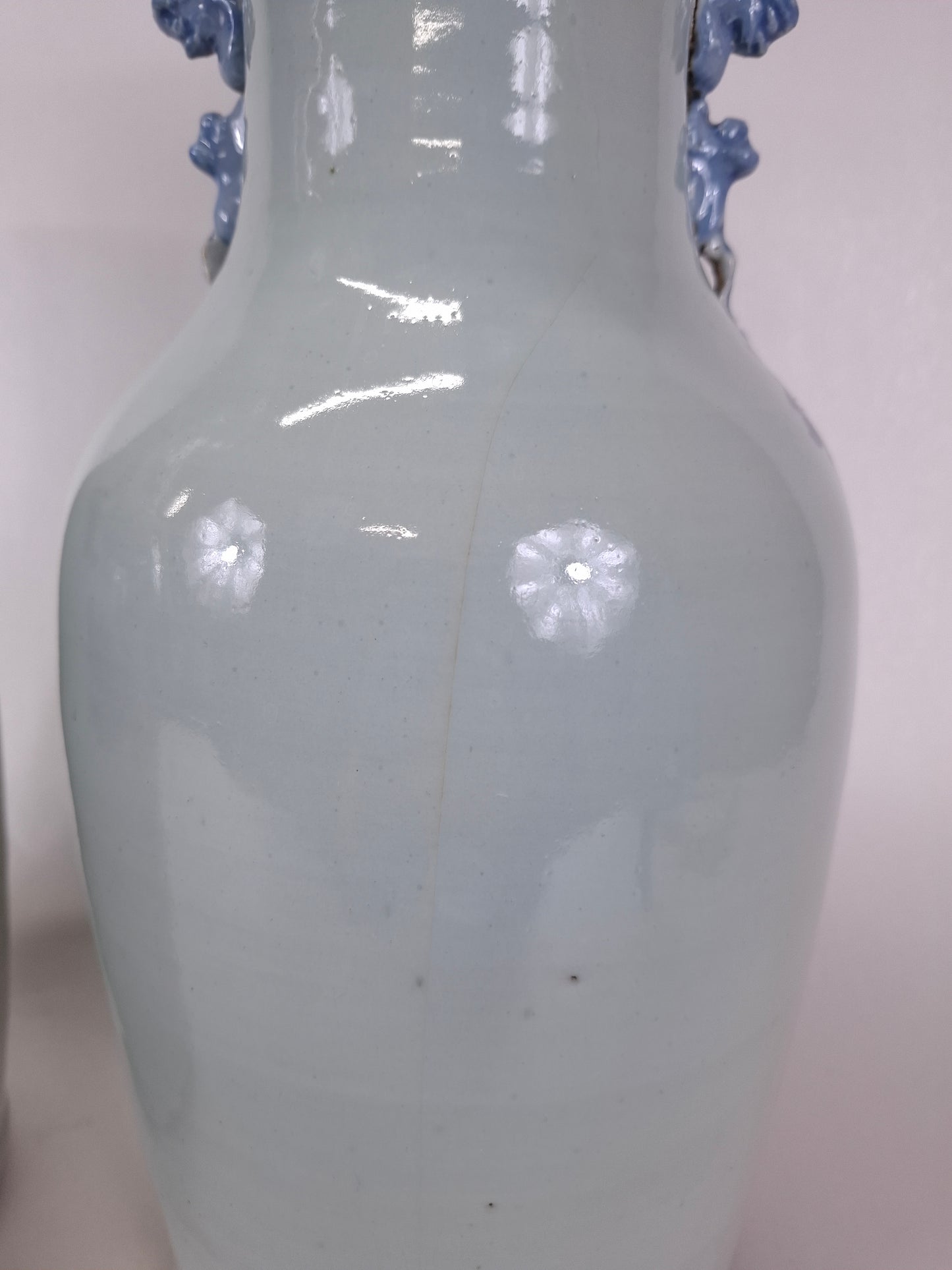 一套2个青釉古董花瓶，饰有鸟和花卉图案 // 清朝 - 19世纪