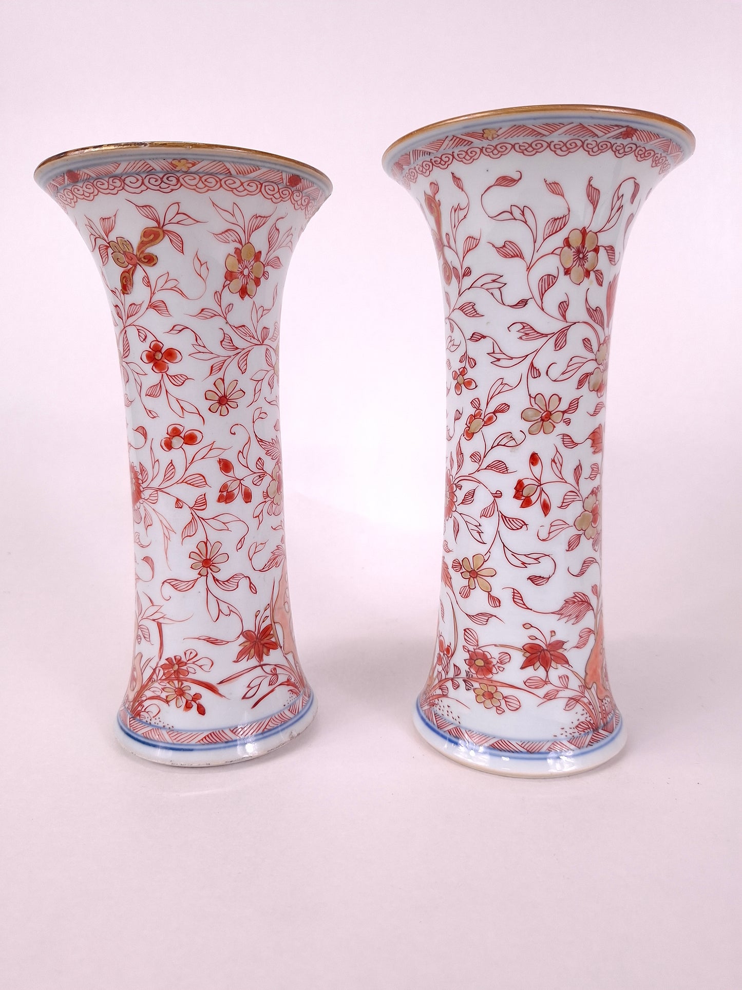 Pair Chinese iron red imari vases // Qing Dynasty - Kangxi period - 18th century