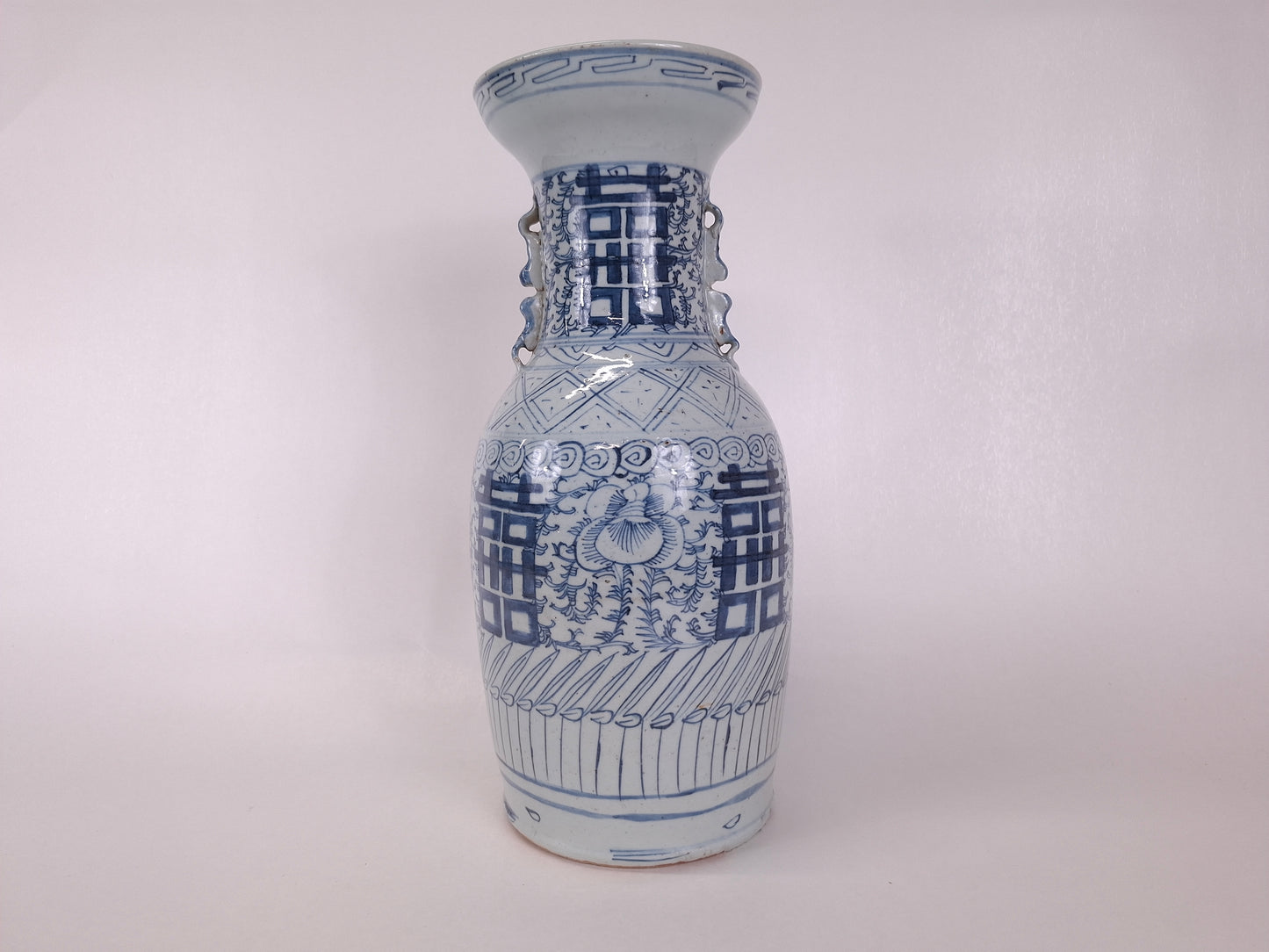Authentic handpainted antique 19th century Chinese double happiness wedding vase