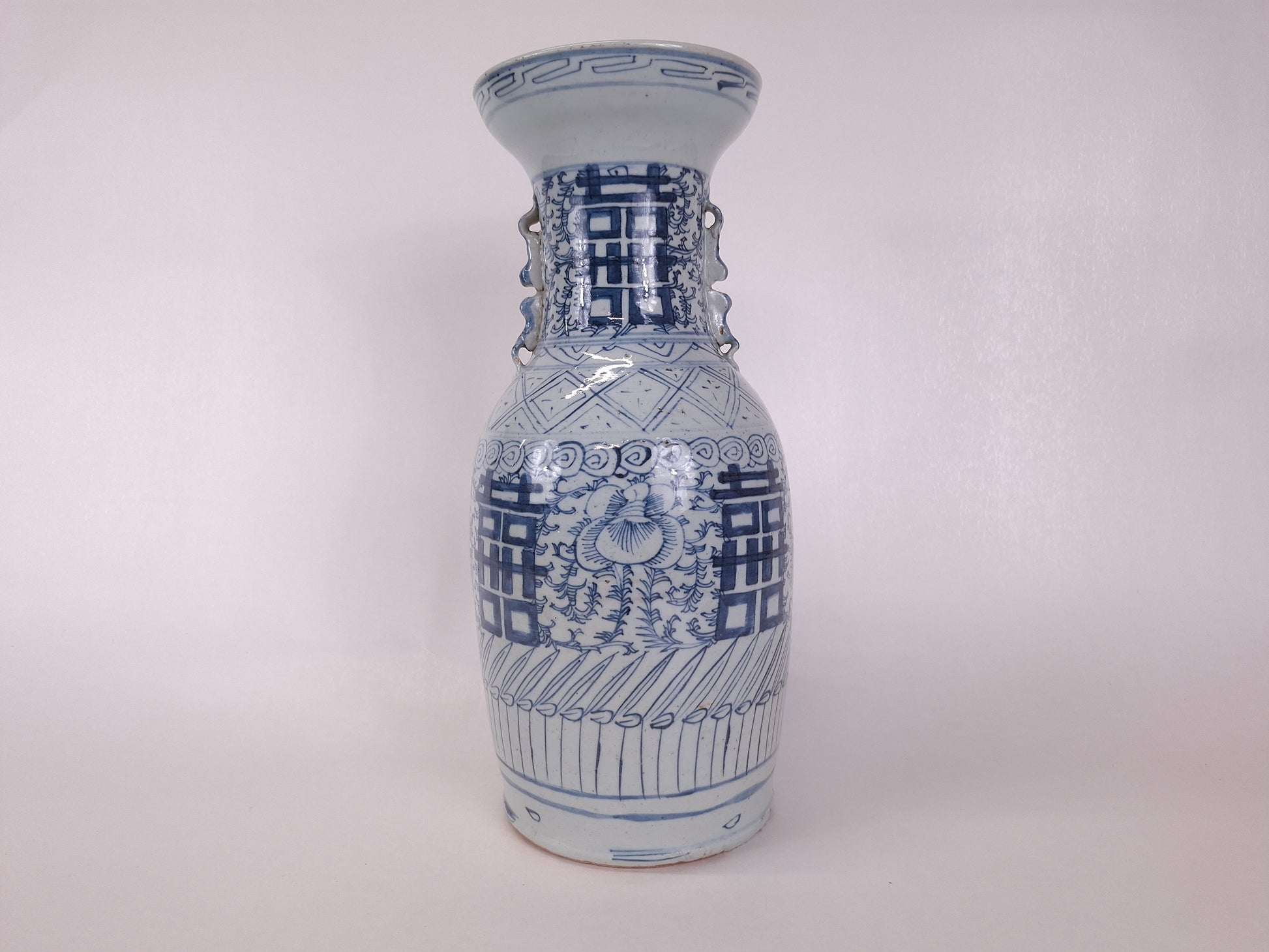 Authentic handpainted antique 19th century Chinese double happiness wedding vase