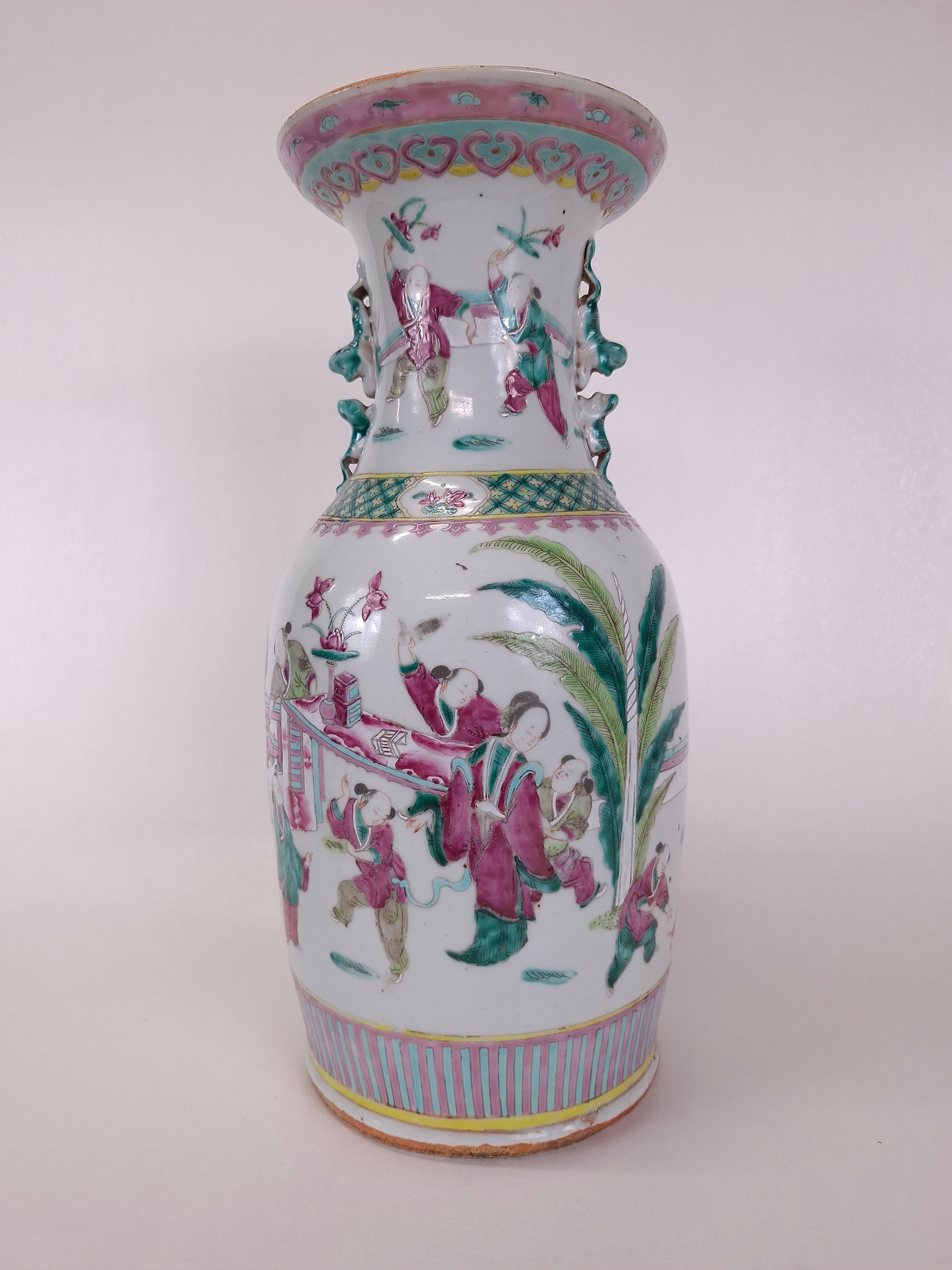 清代十九世纪粉彩人物纹古董花瓶– Diddenantiques