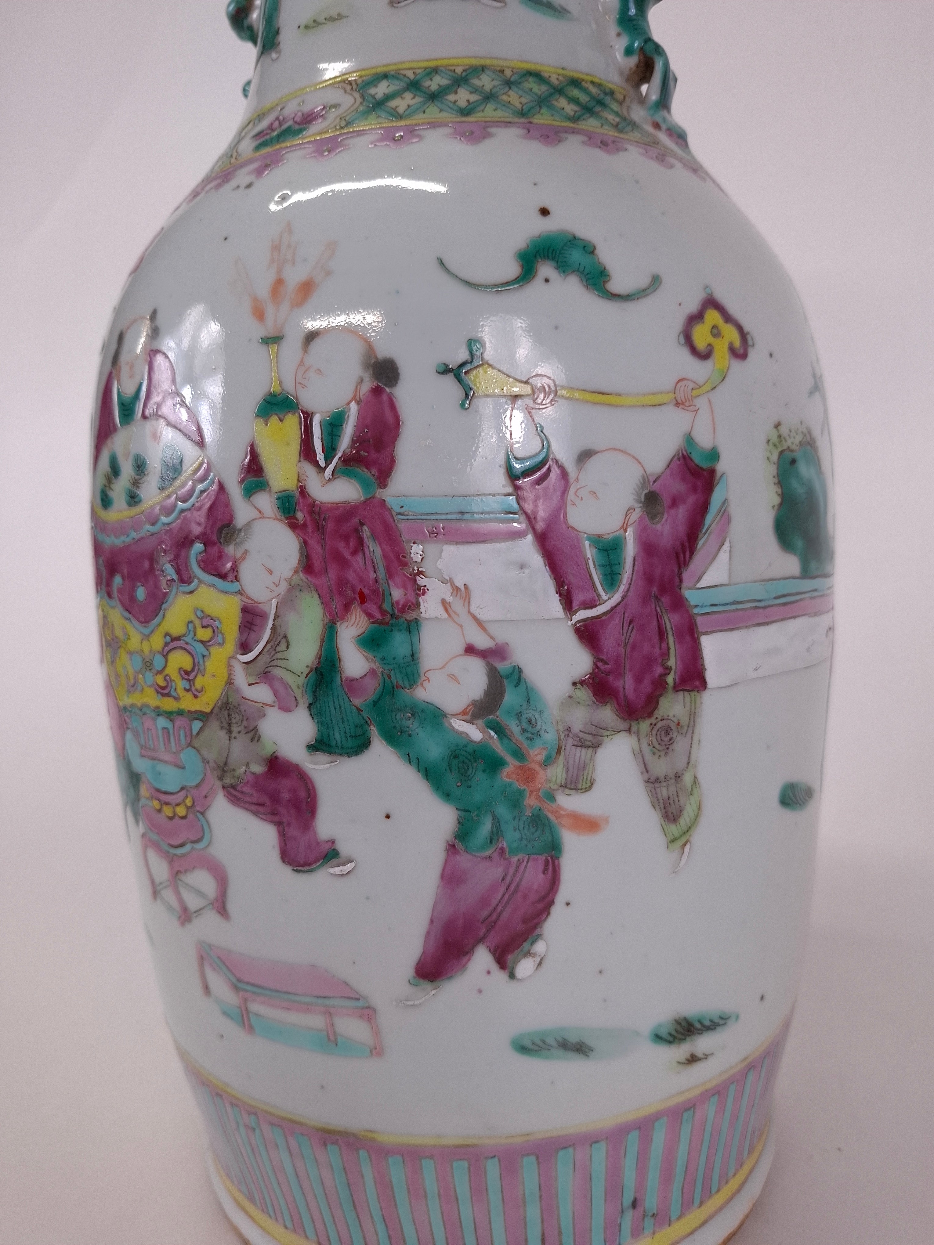 清代十九世纪粉彩人物纹古董花瓶– Diddenantiques