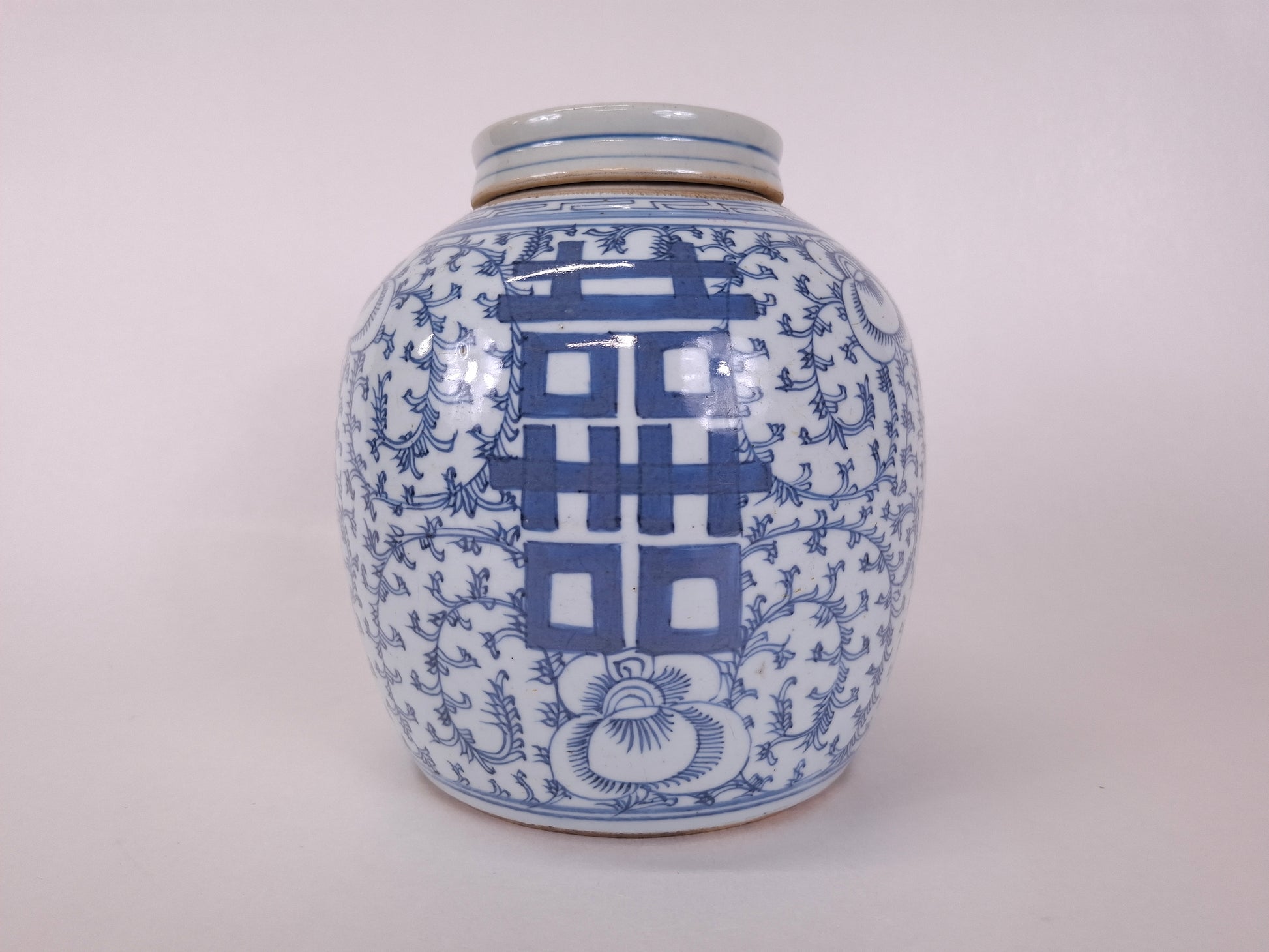 Antique 19th century Chinese handpainted wedding vase with double happiness symbols
