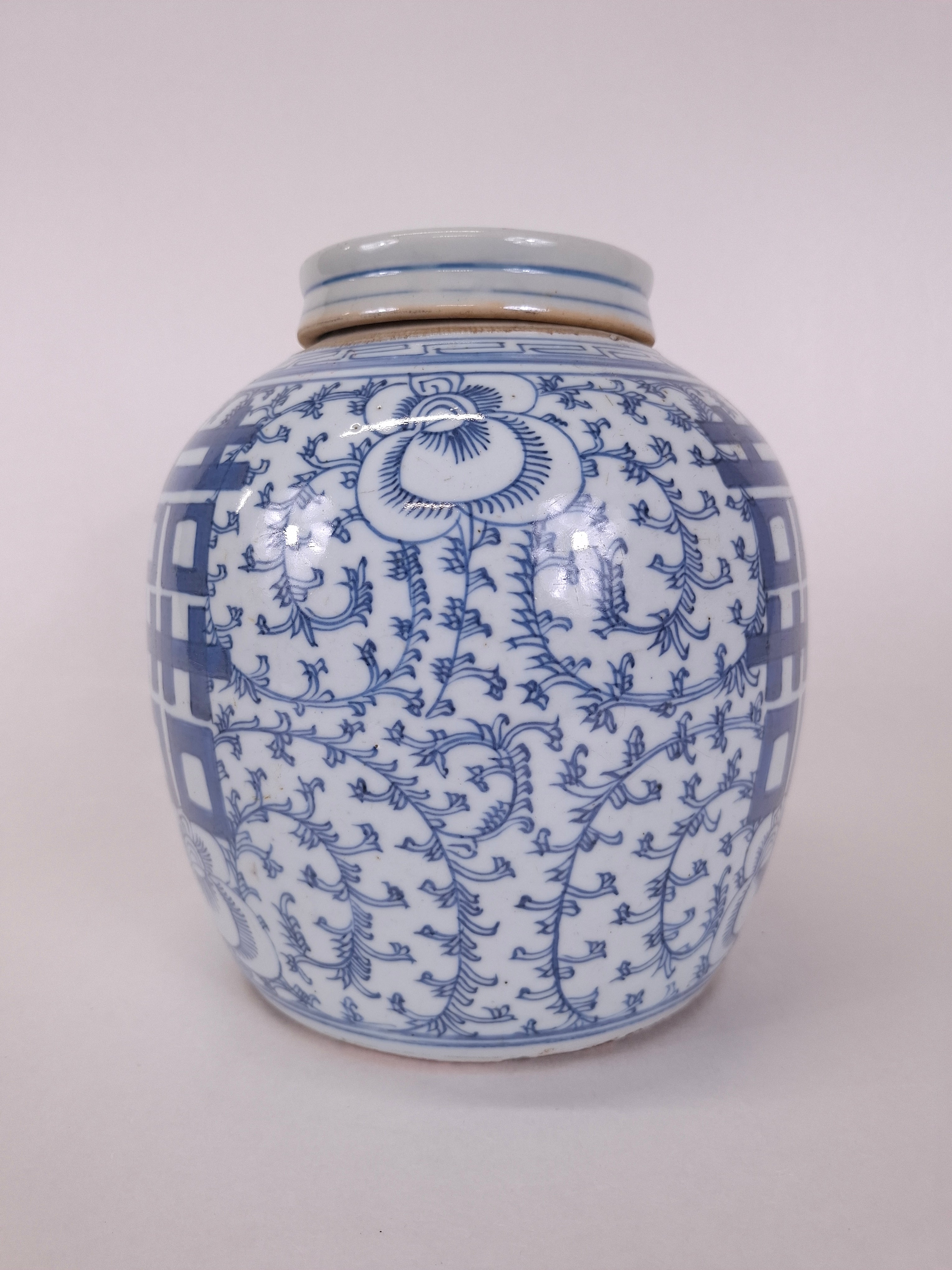 中国古董双喜姜罐// 青花瓷- 清朝- 19世纪– Diddenantiques