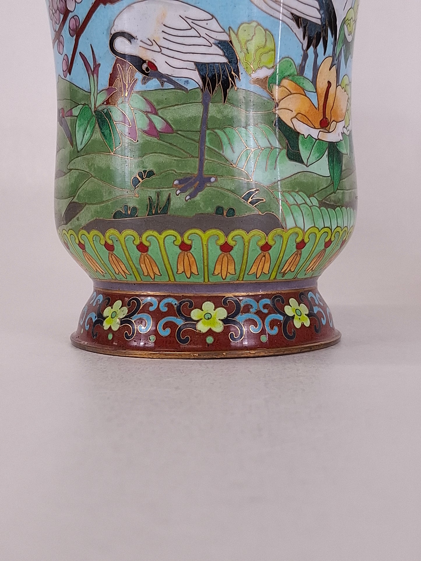 Pair of Chinese cloisonne vases decorated with cranes // 20th century - Asian home decor