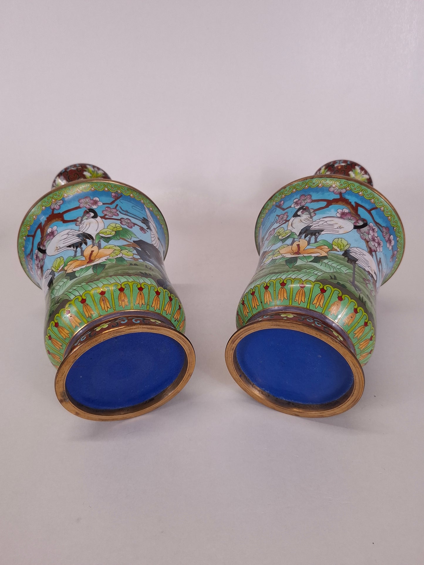 Pair of Chinese cloisonne vases decorated with cranes // 20th century - Asian home decor