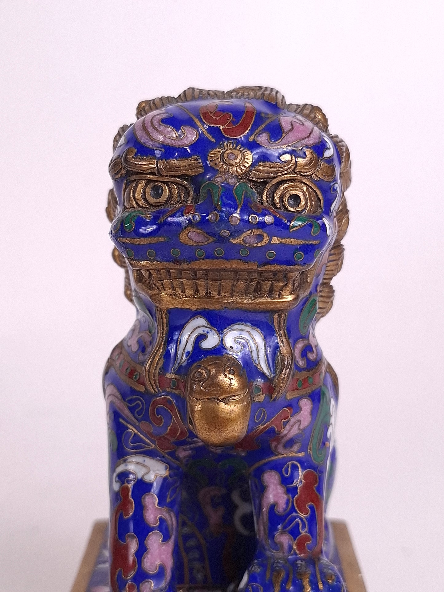Pair of Chinese cloisonne foo dogs // Temple lions - 20th century