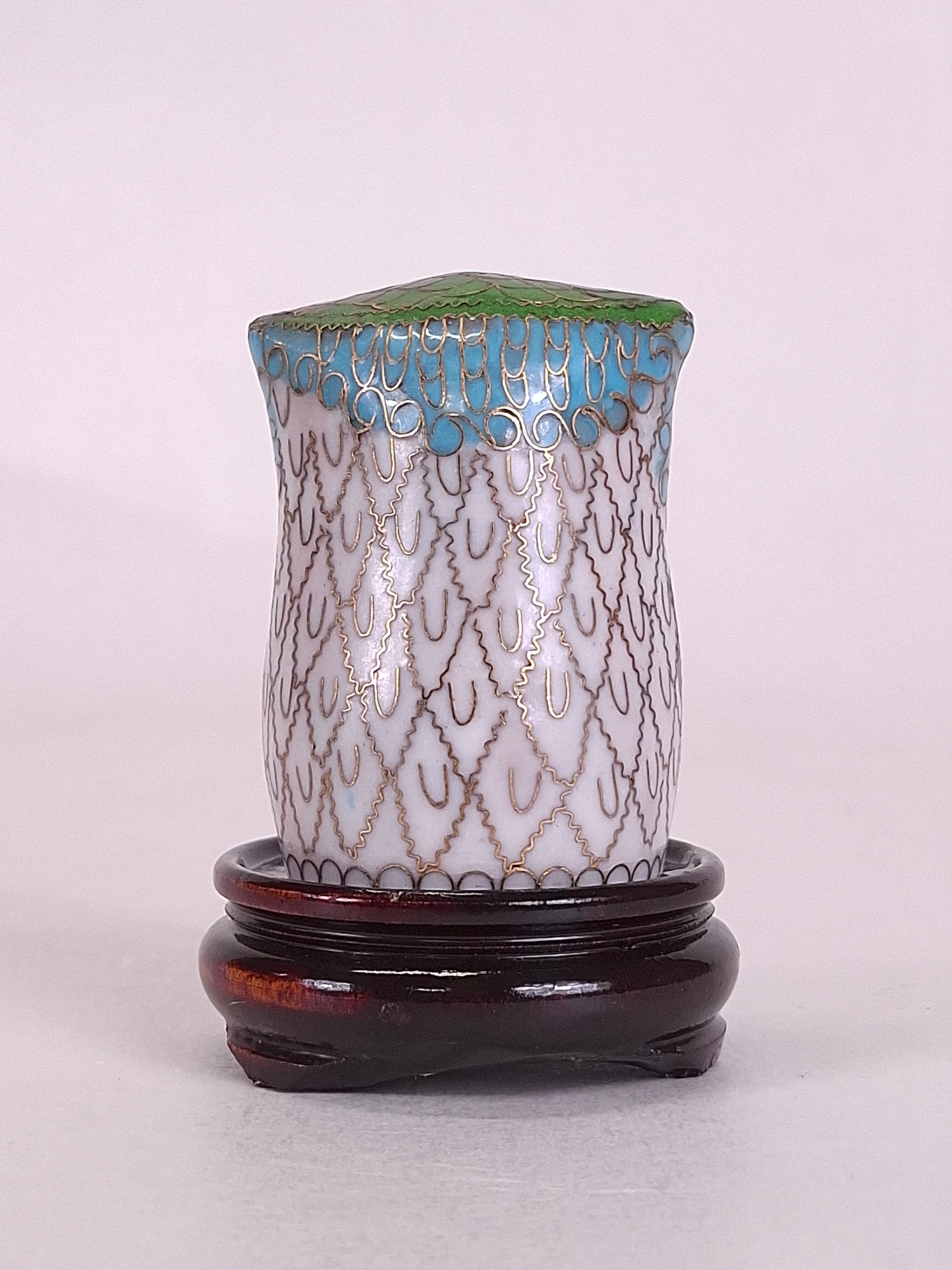 Vintage Chinese cloisonne statue of an owl // 20th century