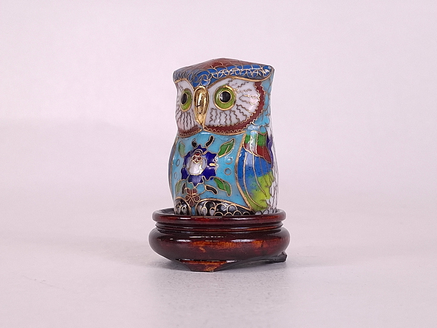 Decorative Chinese cloisonne owl figurine