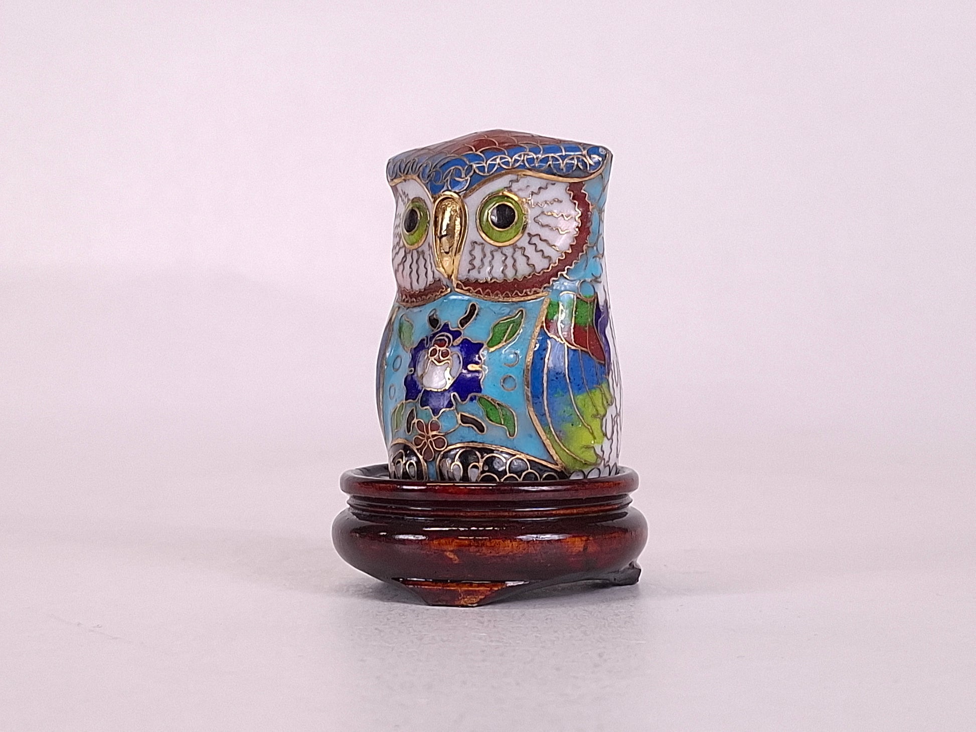 Decorative Chinese cloisonne owl figurine