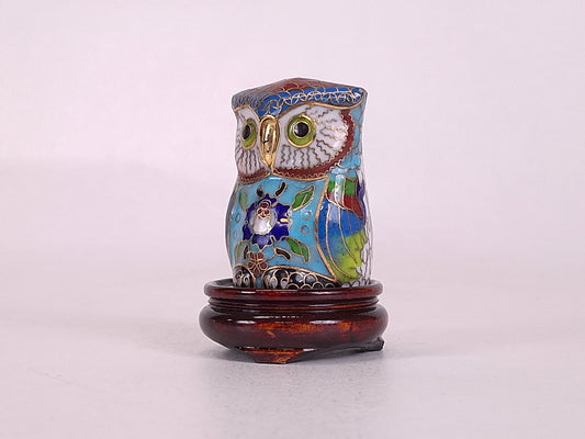 Decorative Chinese cloisonne owl figurine