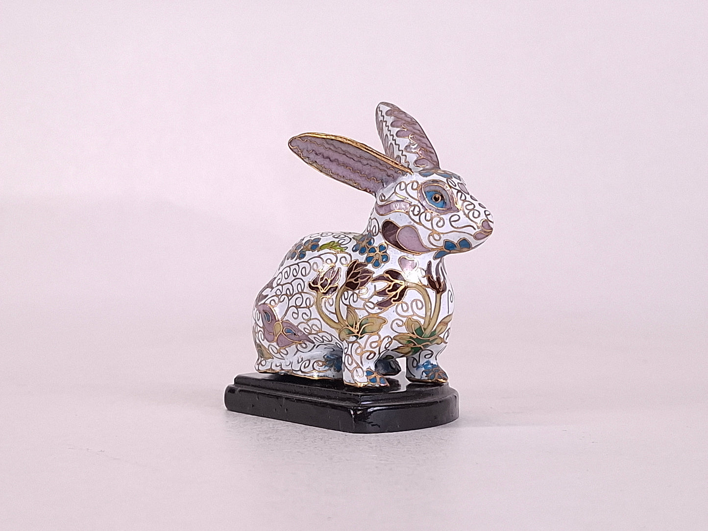 Vintage Chinese cloisonne rabbit figurine
