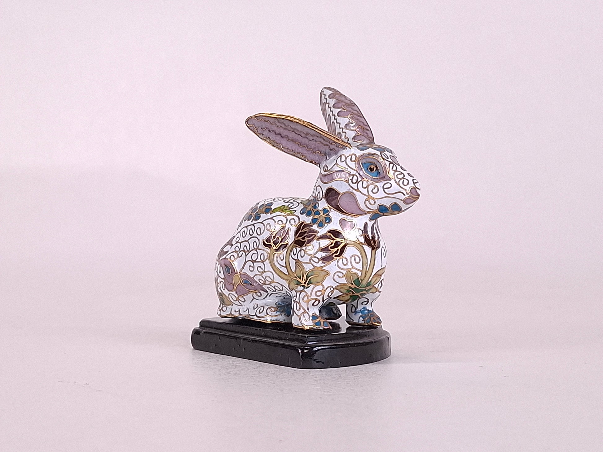 Vintage Chinese cloisonne rabbit figurine