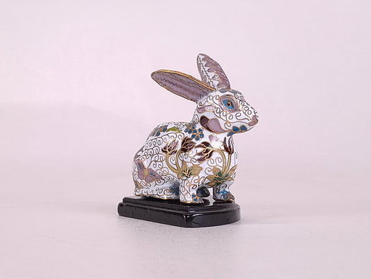 Vintage Chinese cloisonne rabbit figurine