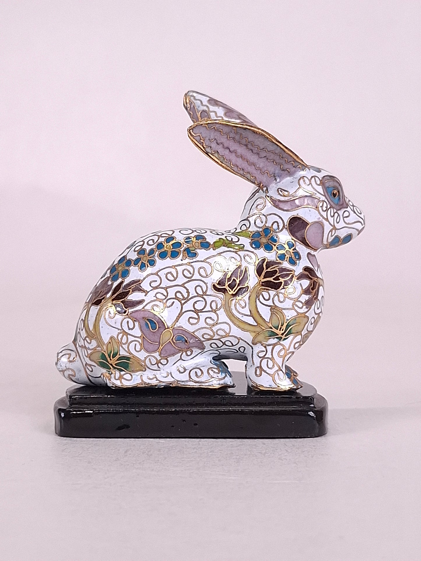 Vintage Chinese cloisonne rabbit figurine // 20th century