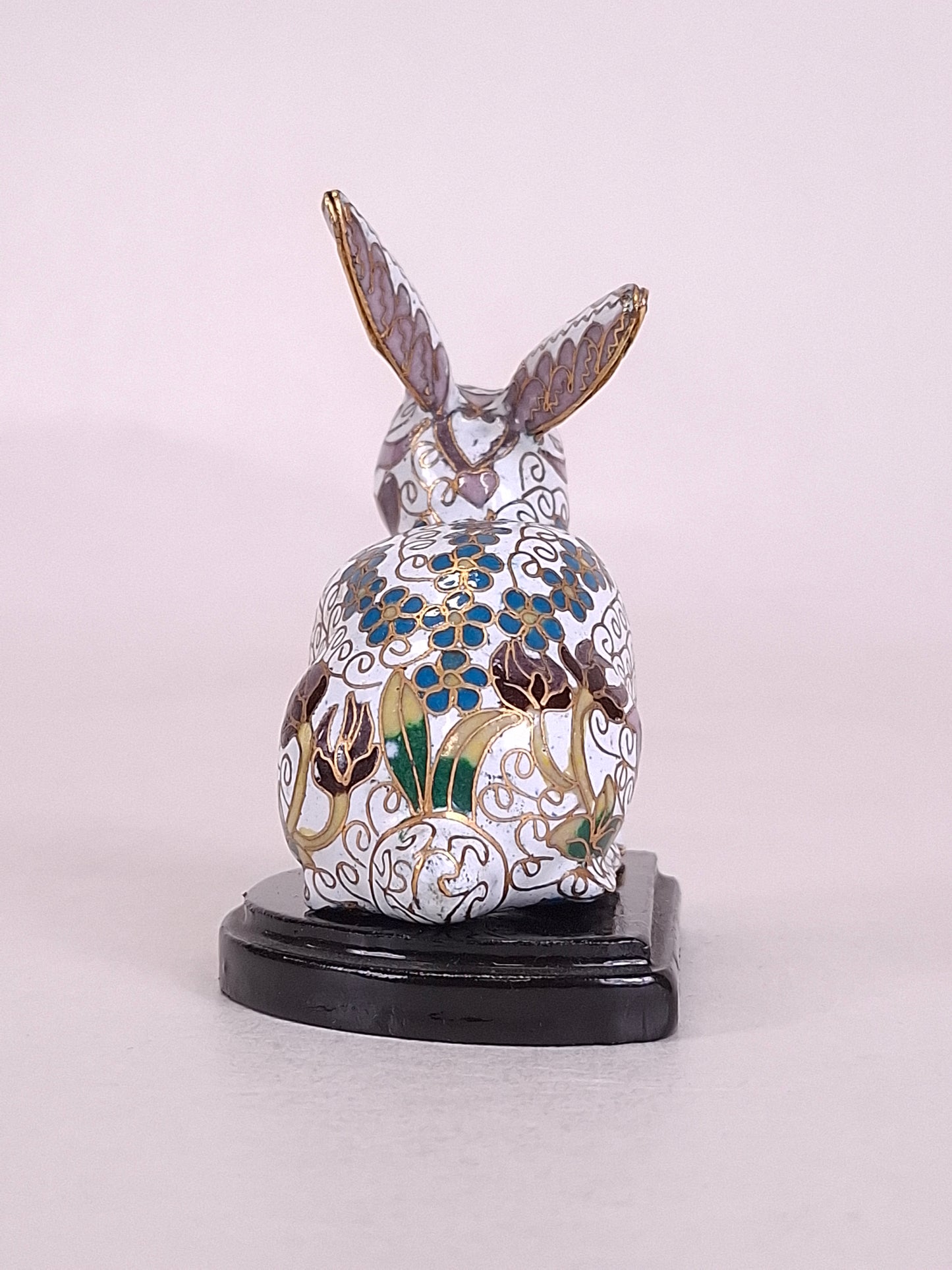 Vintage Chinese cloisonne rabbit figurine // 20th century