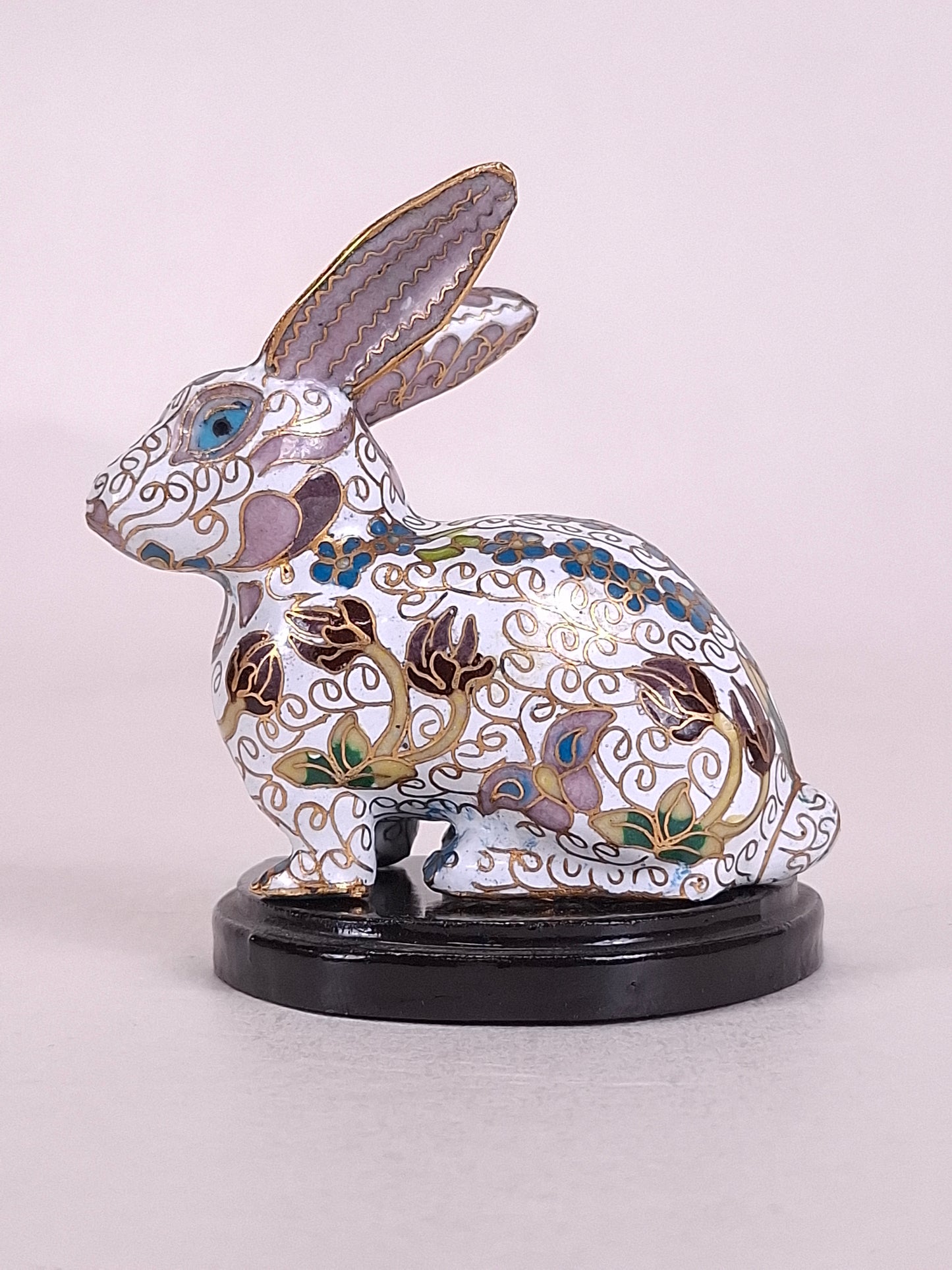 Vintage Chinese cloisonne rabbit figurine // 20th century