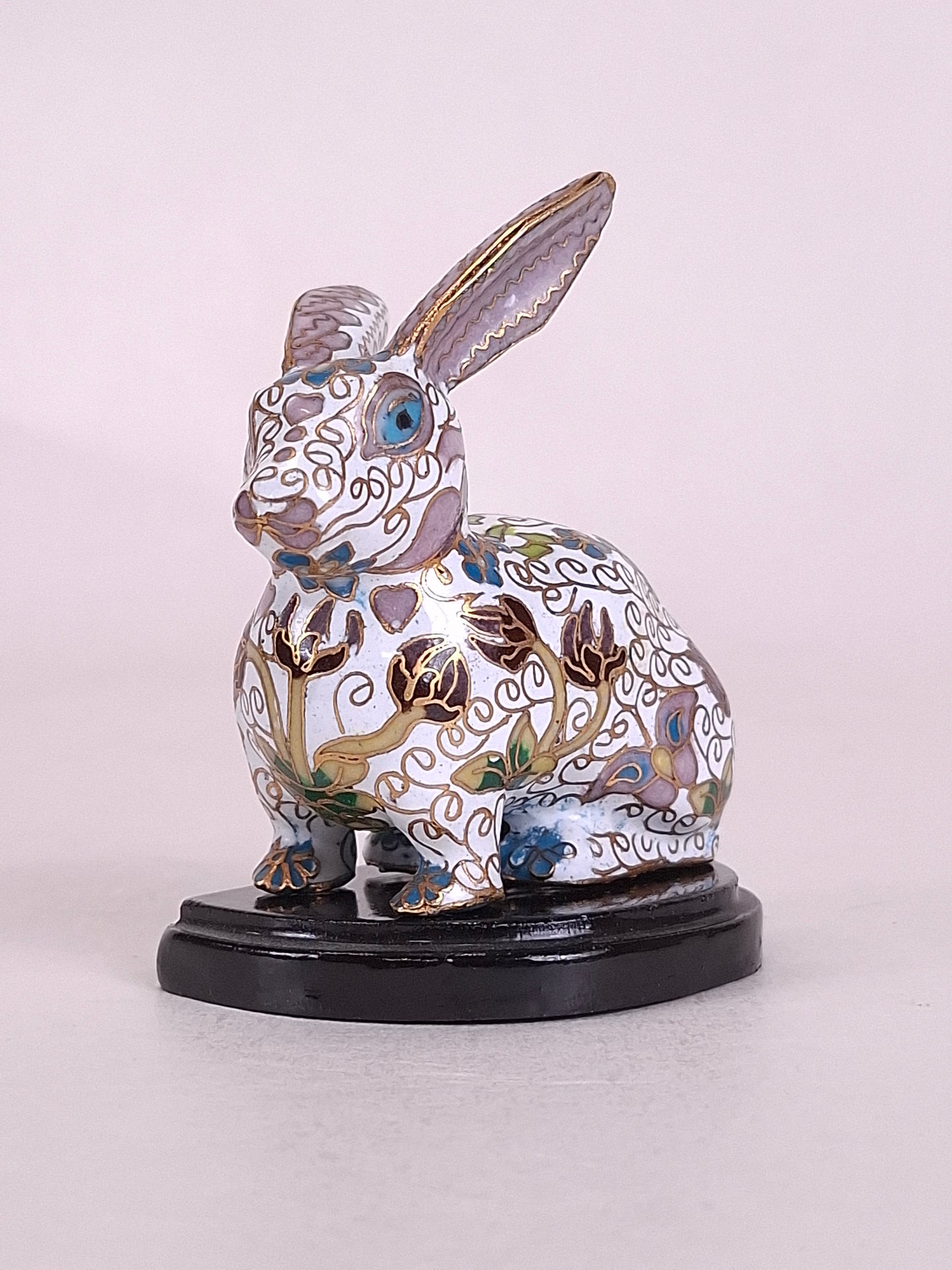 Vintage Chinese cloisonne rabbit figurine // 20th century