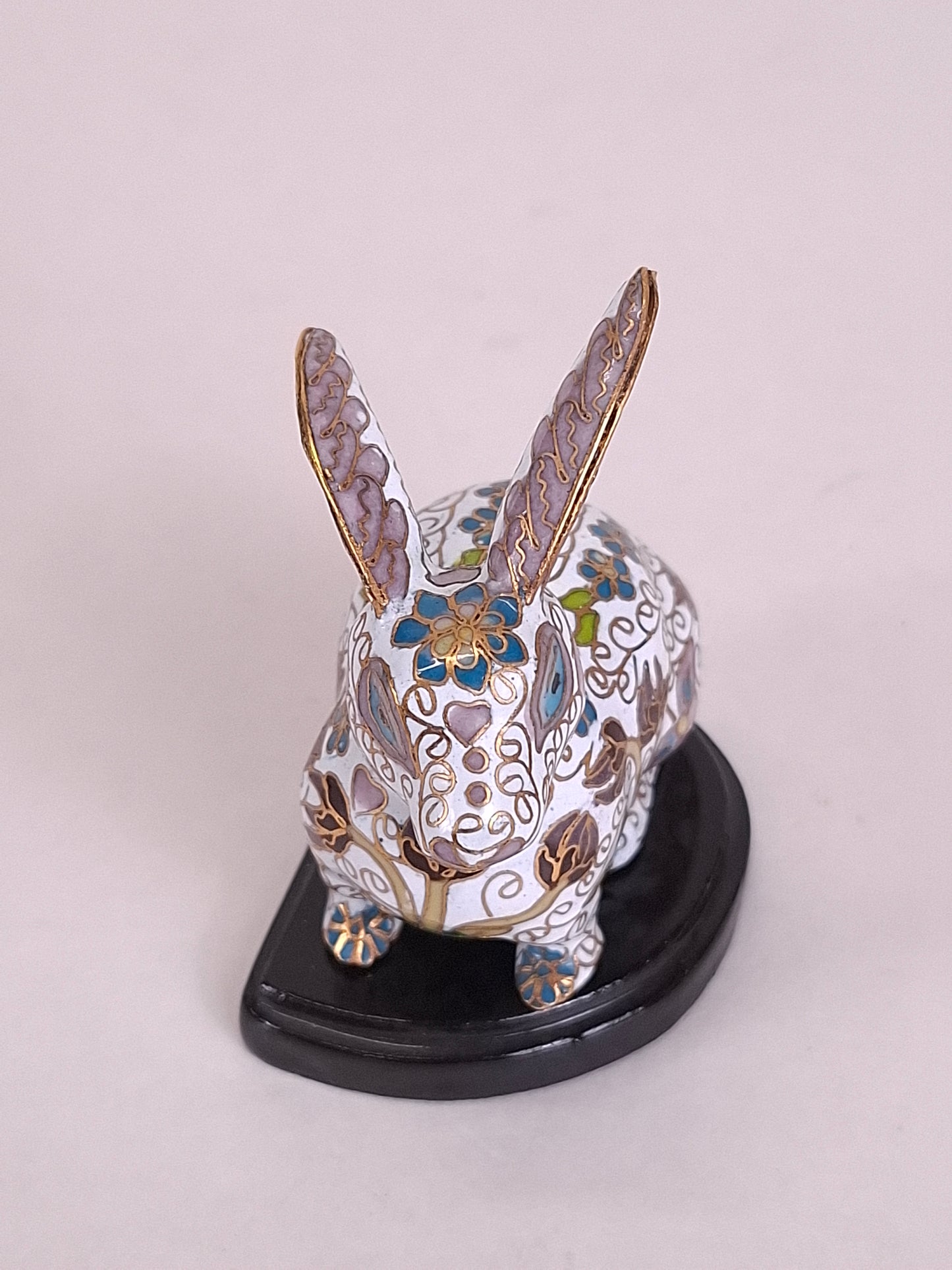 Vintage Chinese cloisonne rabbit figurine // 20th century