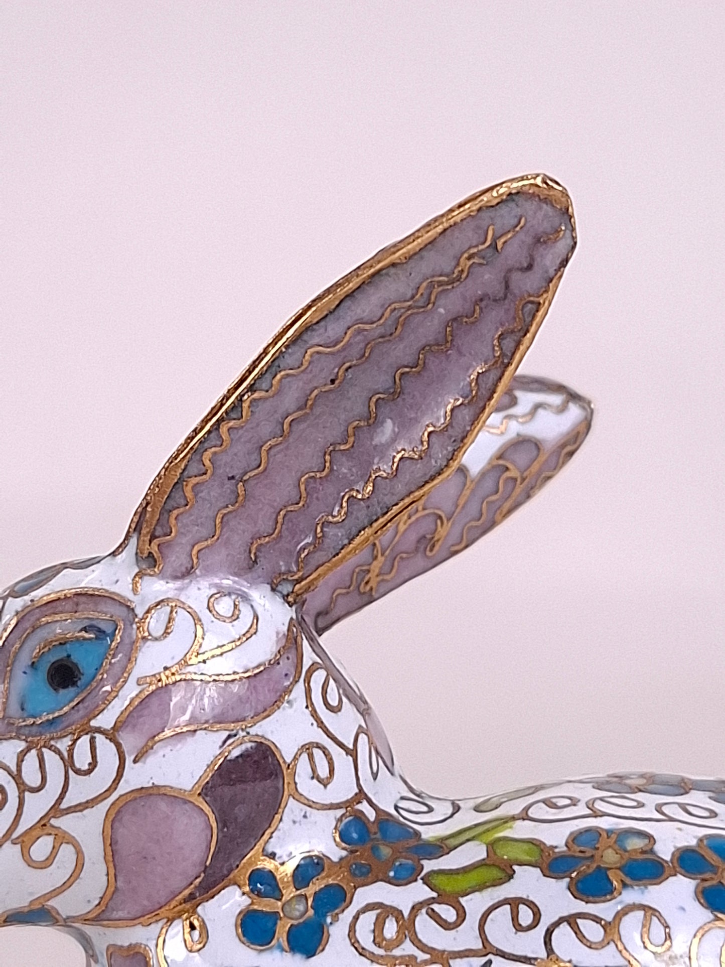 Vintage Chinese cloisonne rabbit figurine // 20th century