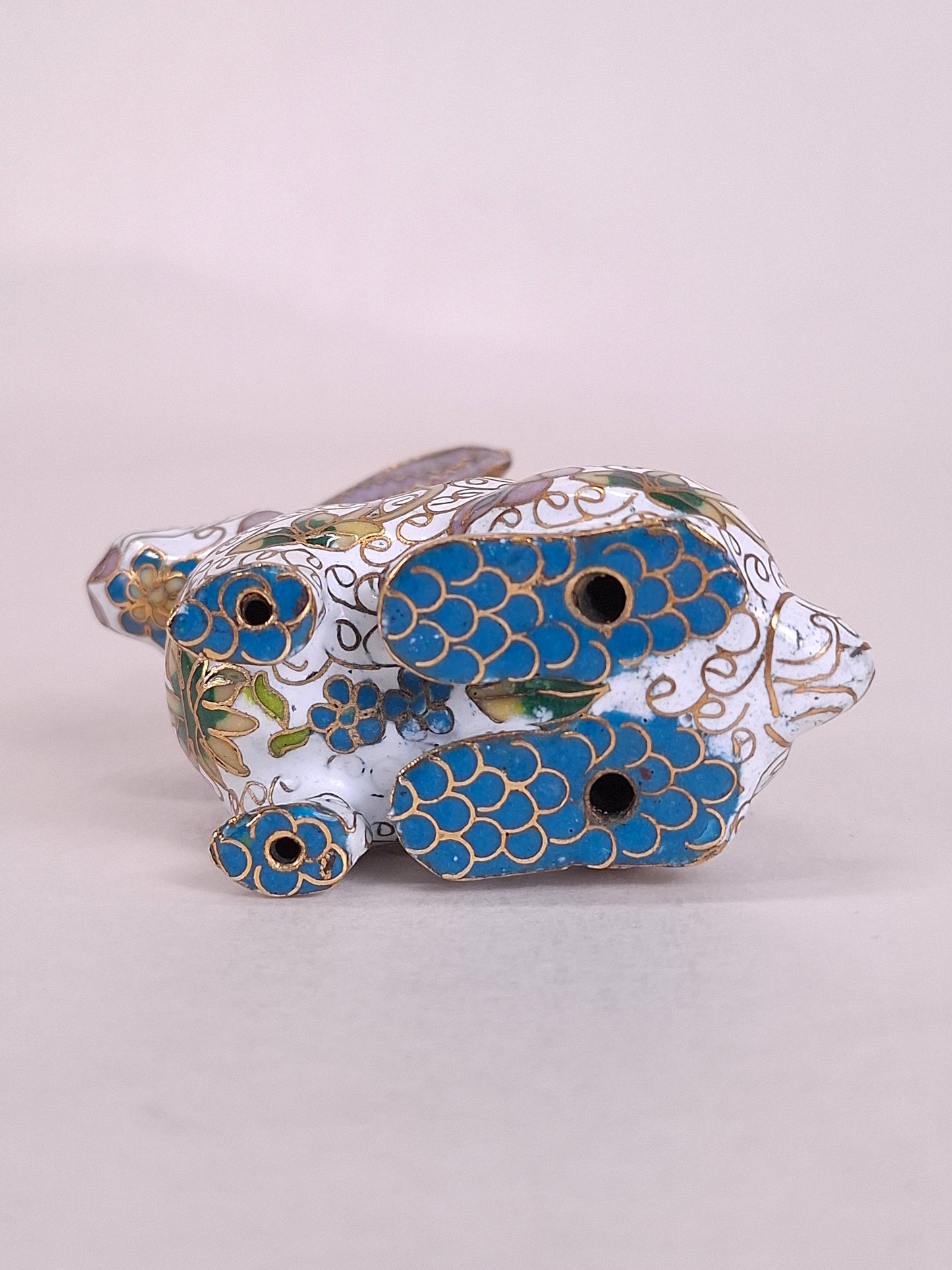 Vintage Chinese cloisonne rabbit figurine // 20th century