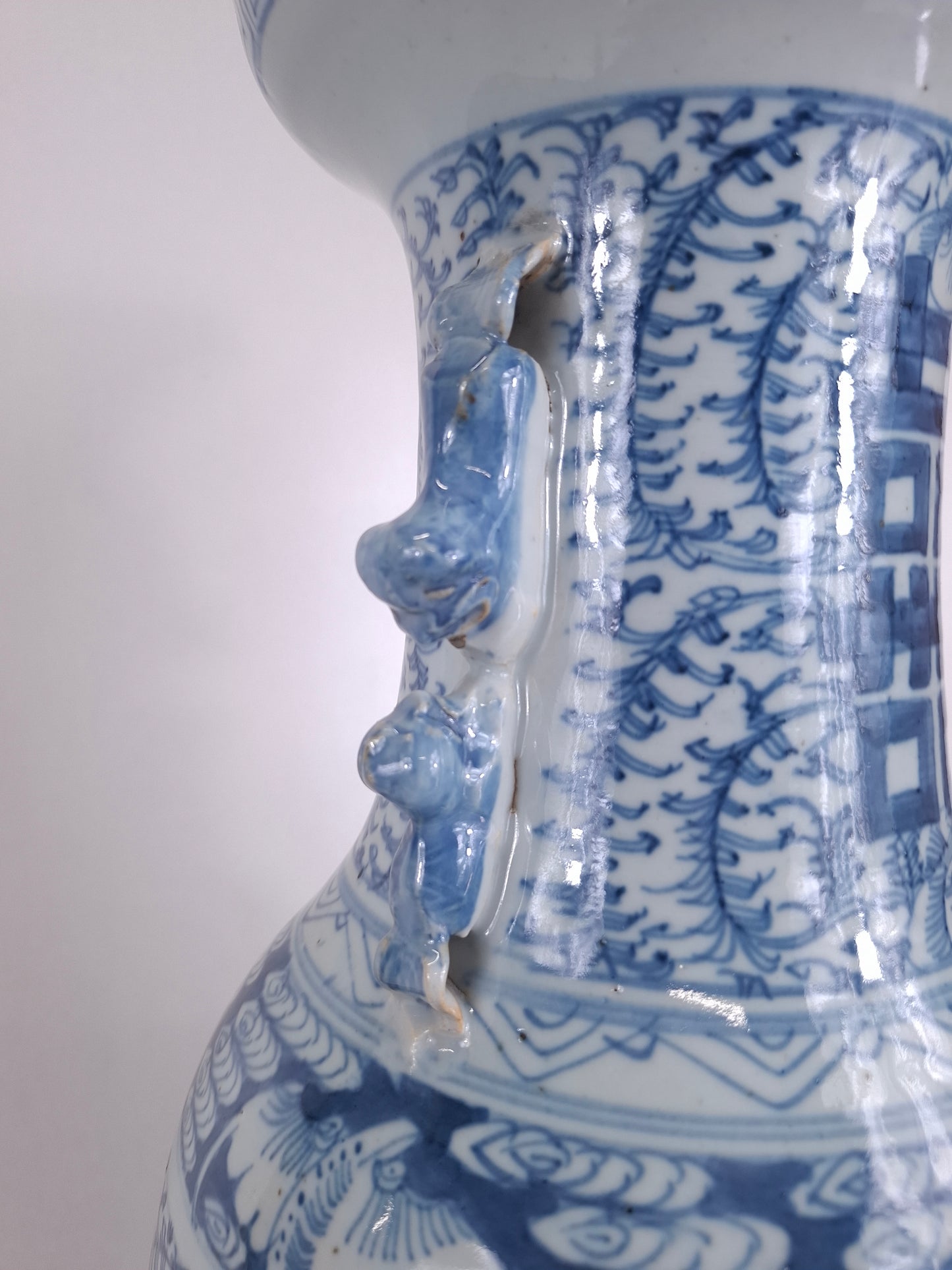 Grand vase ancien chinois double bonheur // Dynastie Qing - XIXe siècle